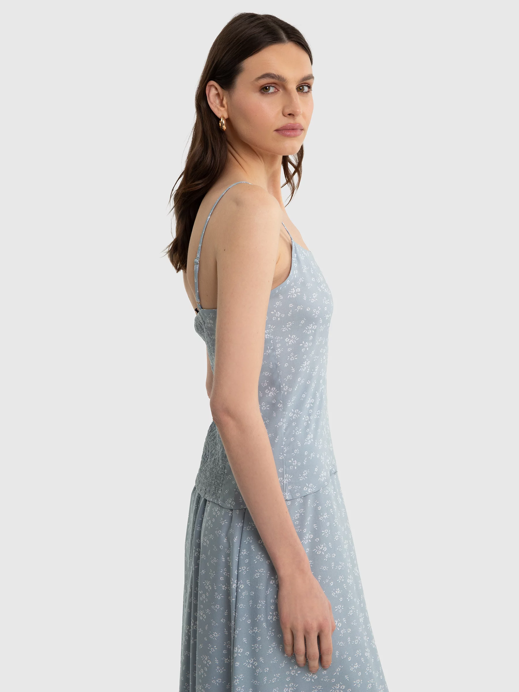 Top damski z wiskozy z motywem kwiatowym błękitny Firona 400