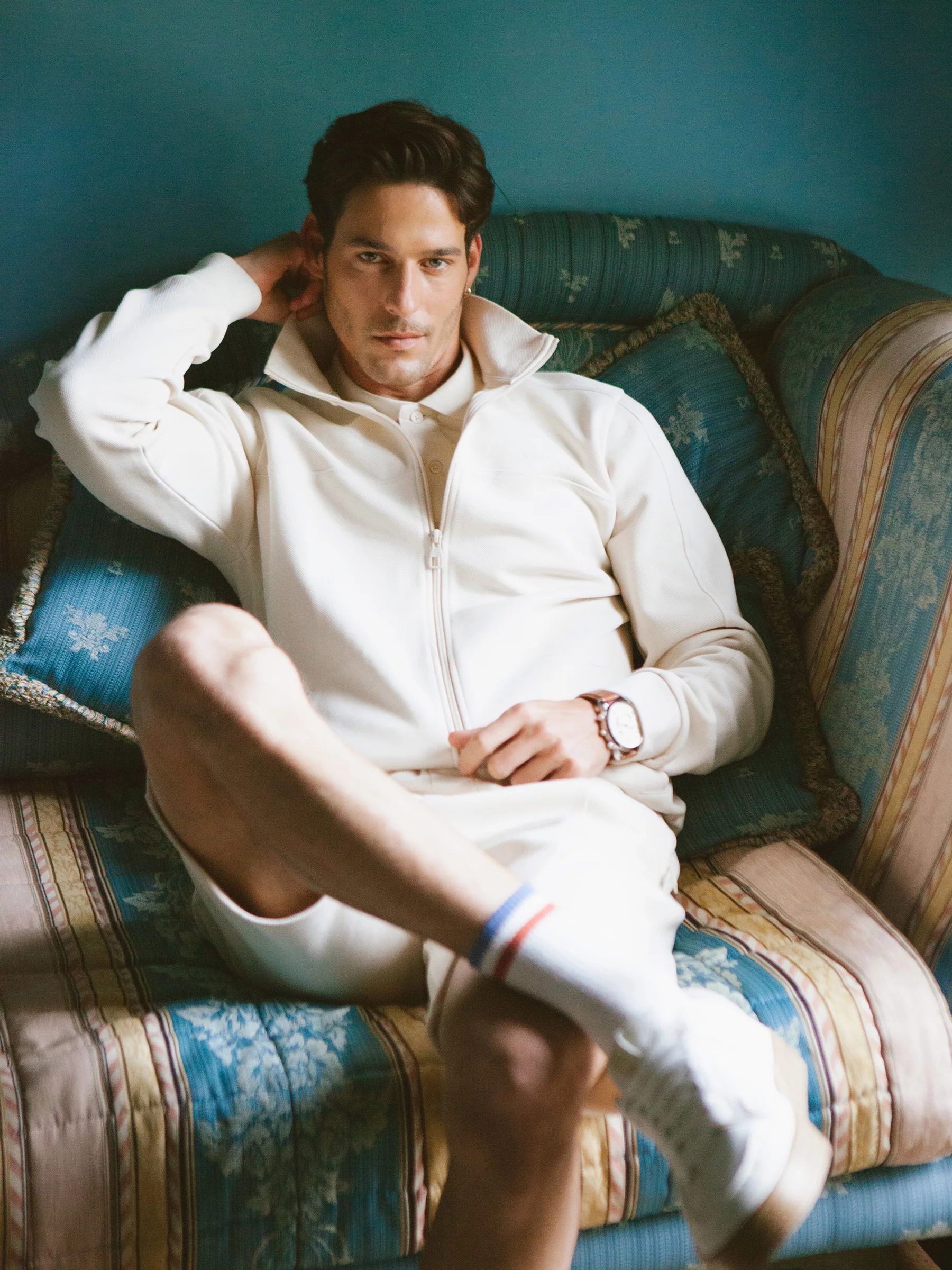 Bluza męska rozpinana ze stójką kremowa Wlador 103