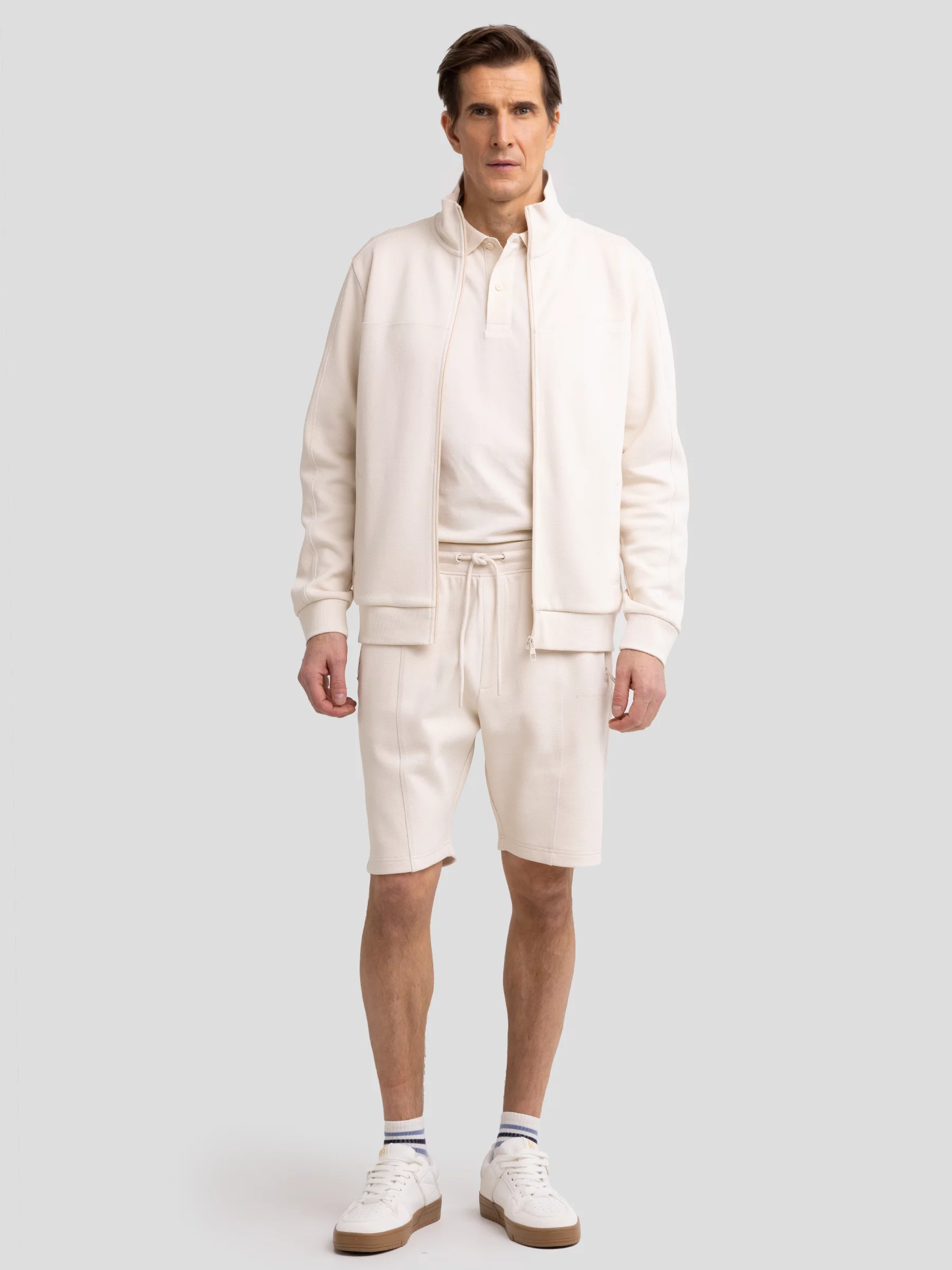 Bluza męska rozpinana ze stójką kremowa Wlador 103