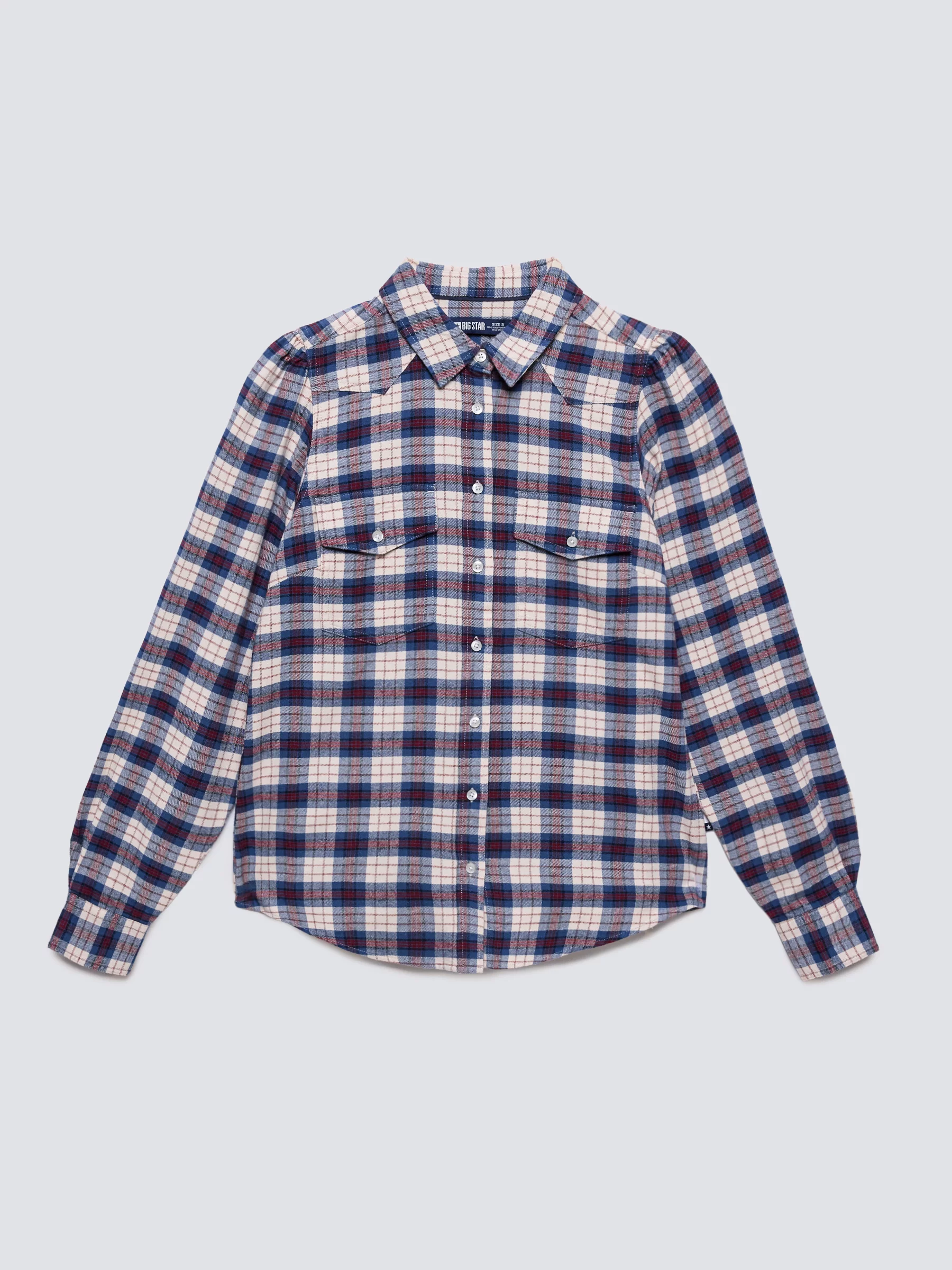 Koszula damska flanelowa w krate granatowo-beżowa Indina 401