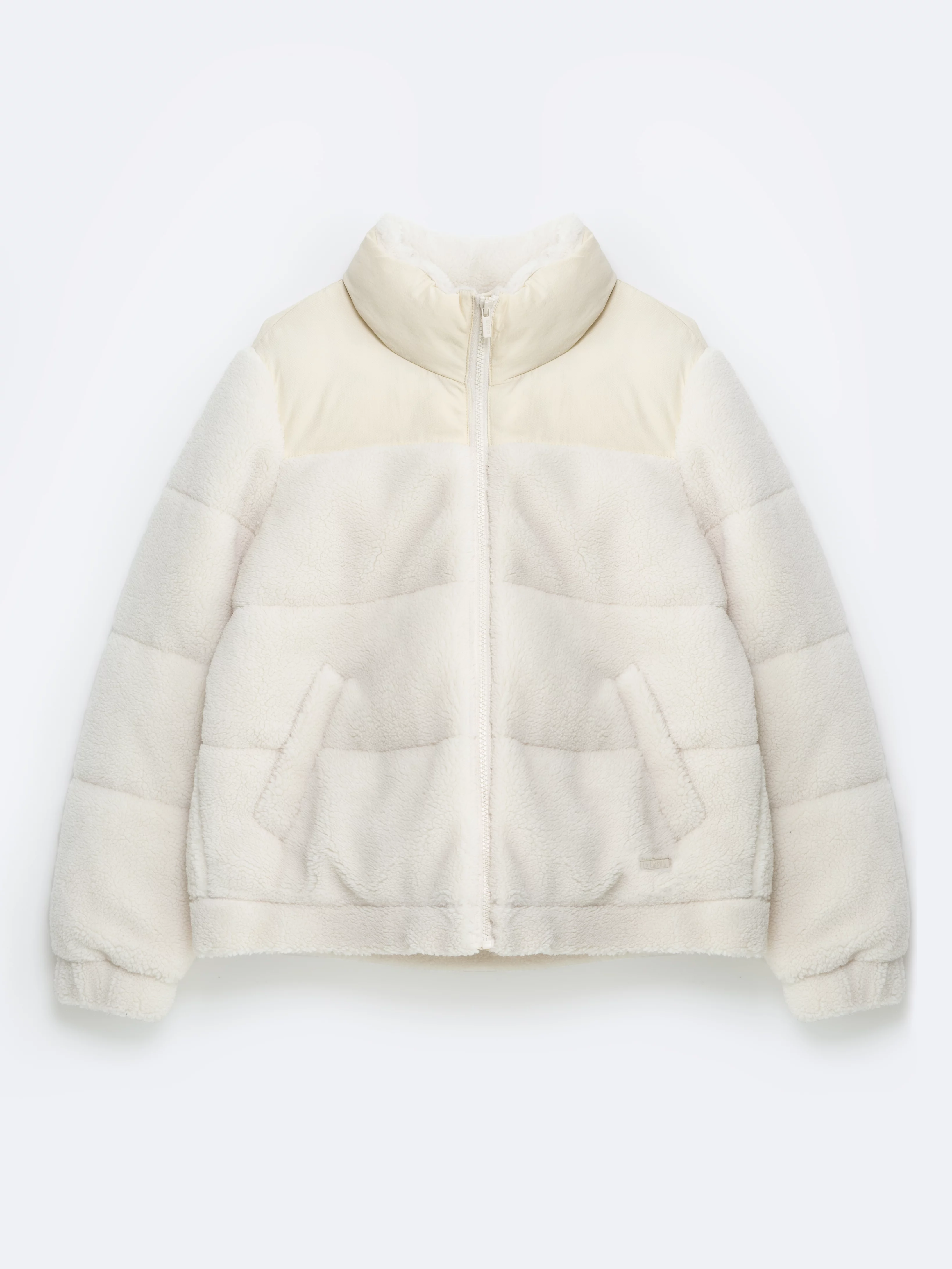 Kurtka dziewczęca z wysokim kołnierzem kremowa Teddi 103