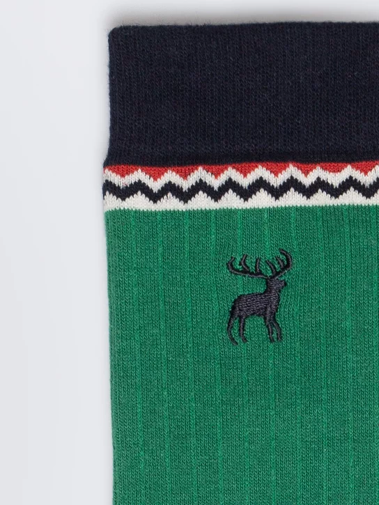 Skarpety męski długie w prążek zielone Trix 304