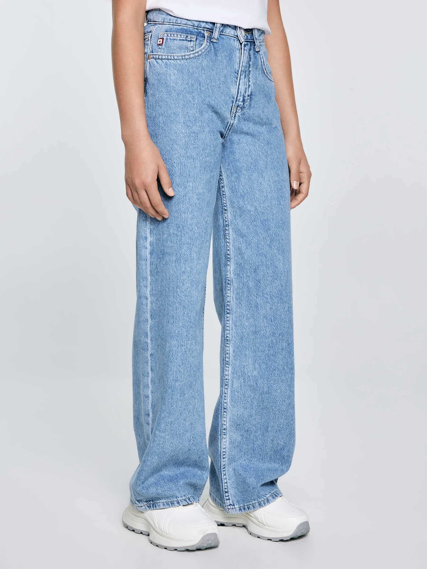 Jeansy dziewczęce z szeroką nogawką niebieskie Natalie 194