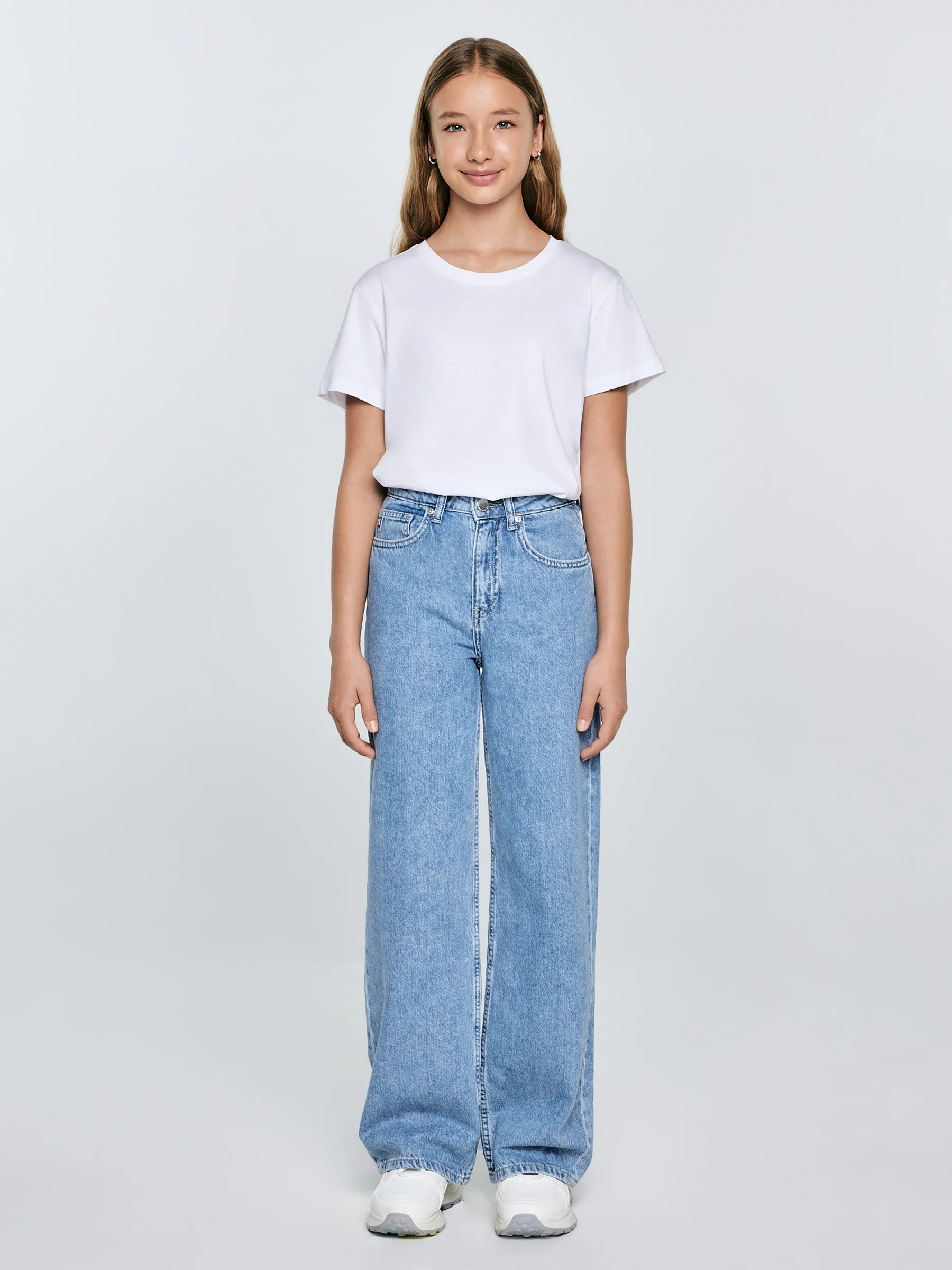 Jeansy dziewczęce z szeroką nogawką niebieskie Natalie 194