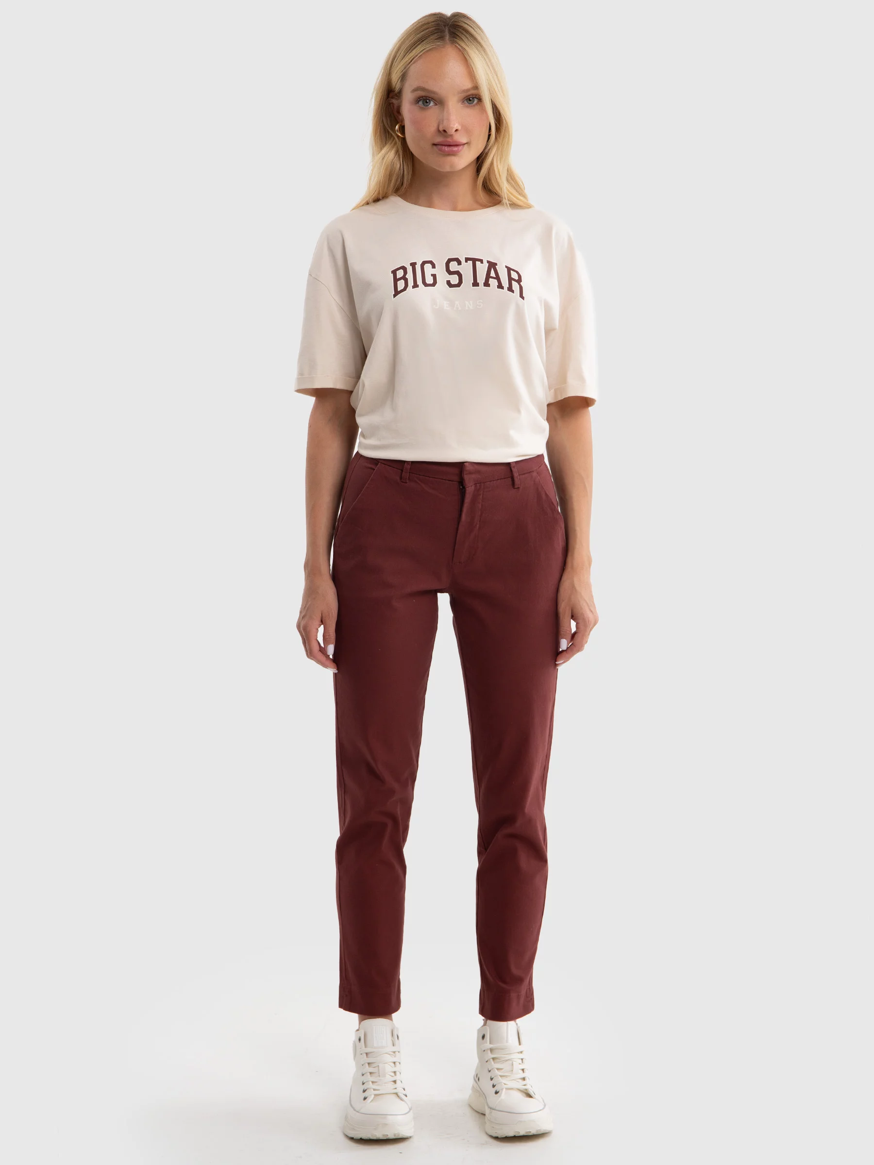 Spodnie damskie chinosy bordowe Danai 604