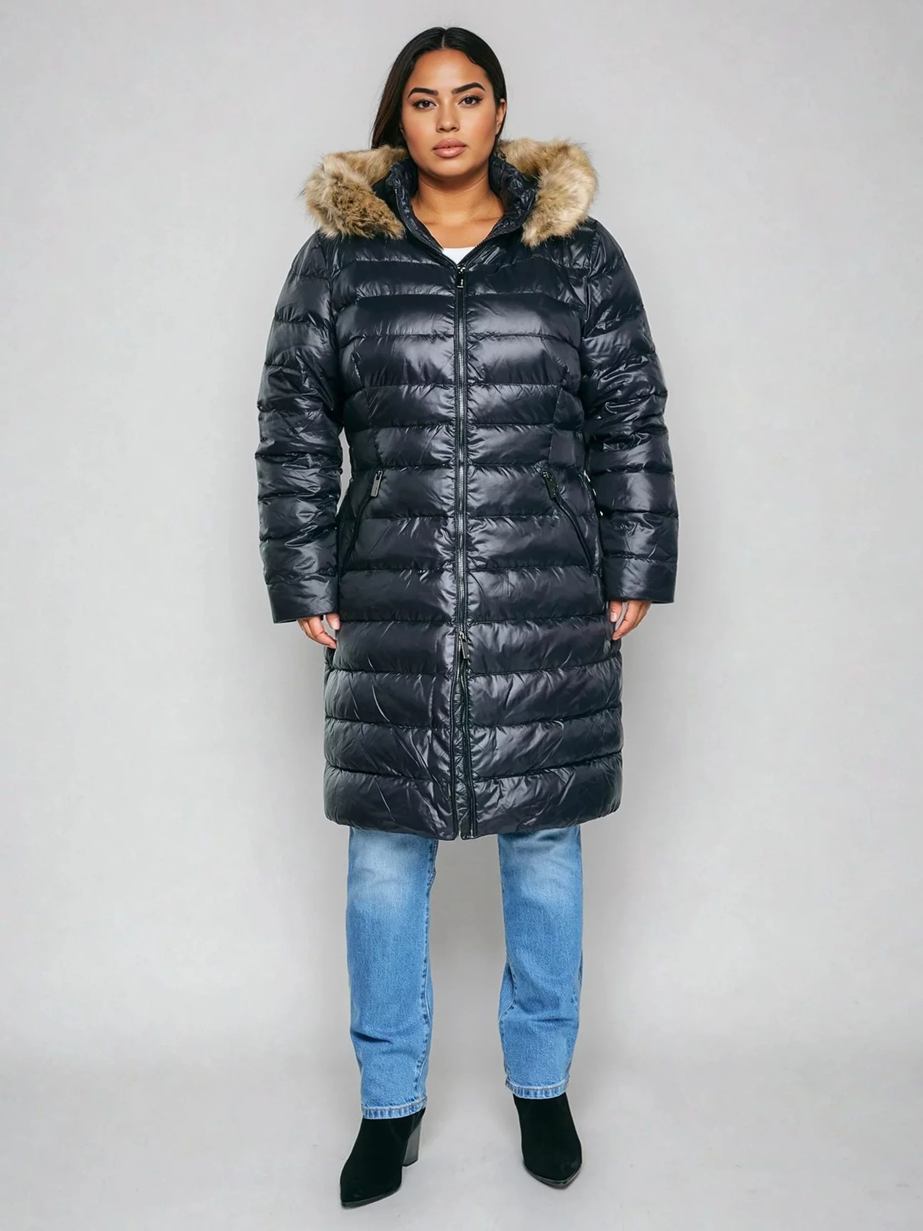 Płaszcz damski puchowy pikowany czarny Rosabel 906