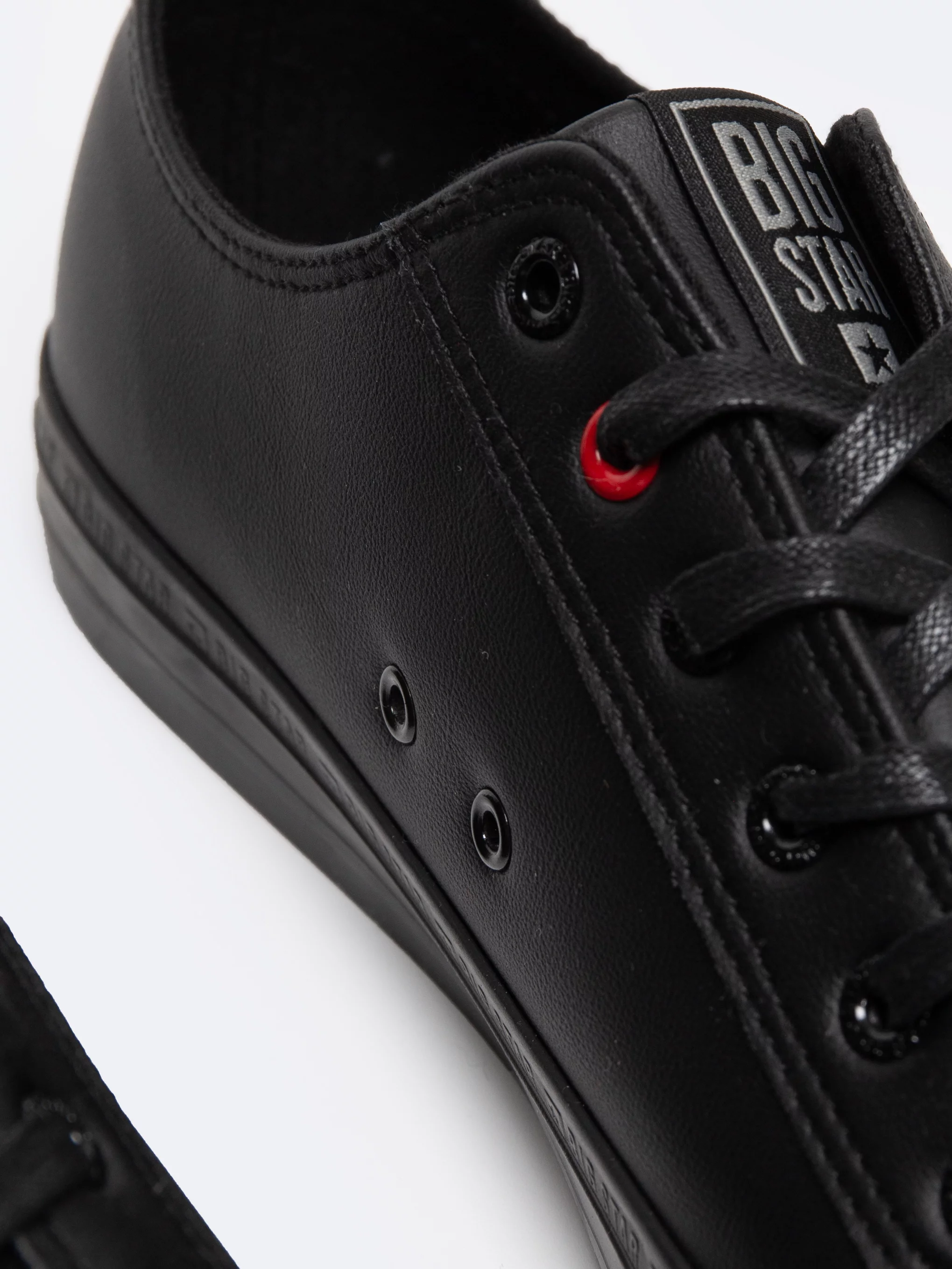 Trampki męskie ze skóry ekologicznej czarne JJ174005 906