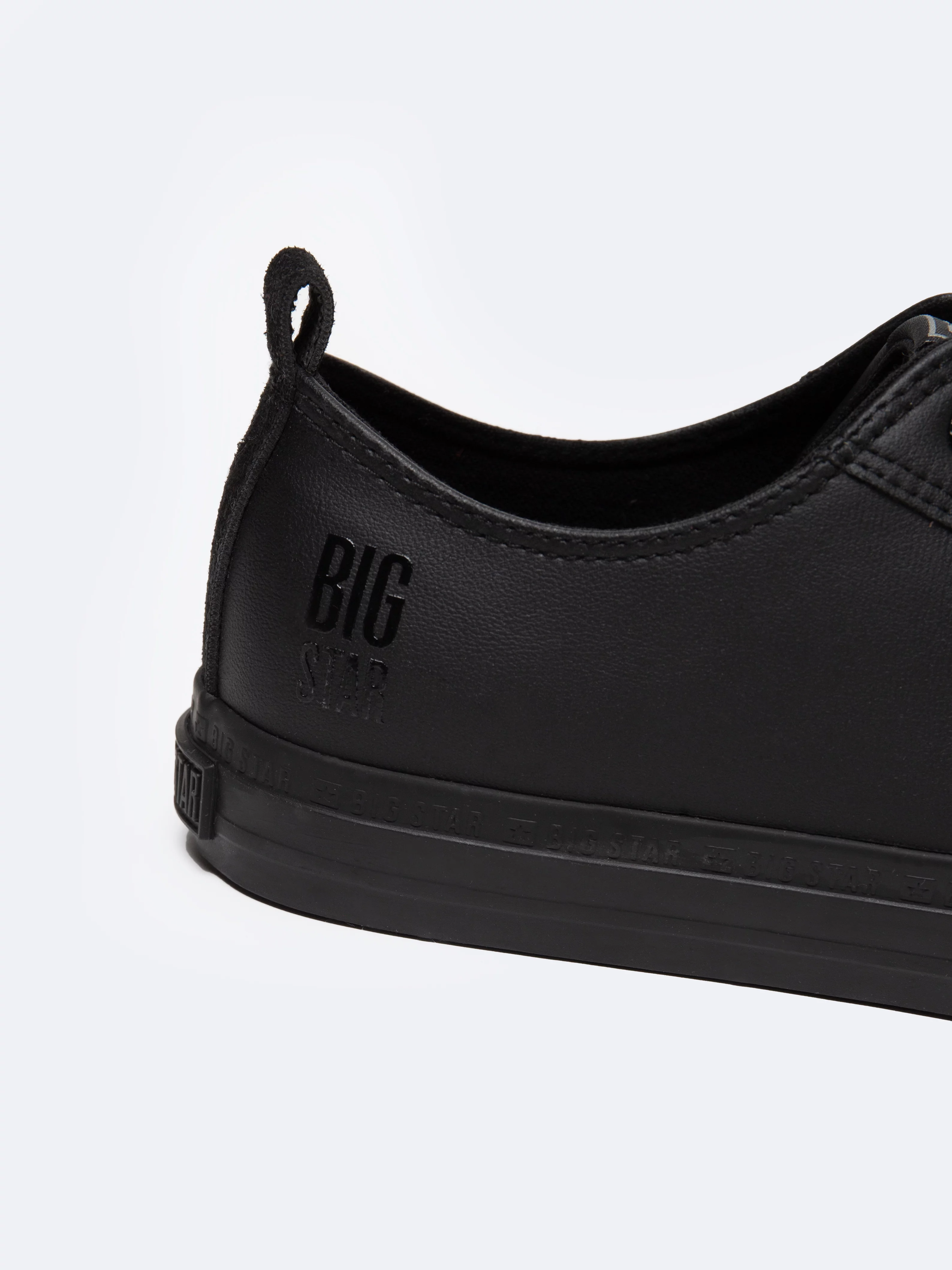 Trampki męskie ze skóry ekologicznej czarne JJ174005 906