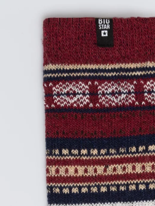 Skarpety męskie długie z dodatkiem wełny bordowe Nordis 604