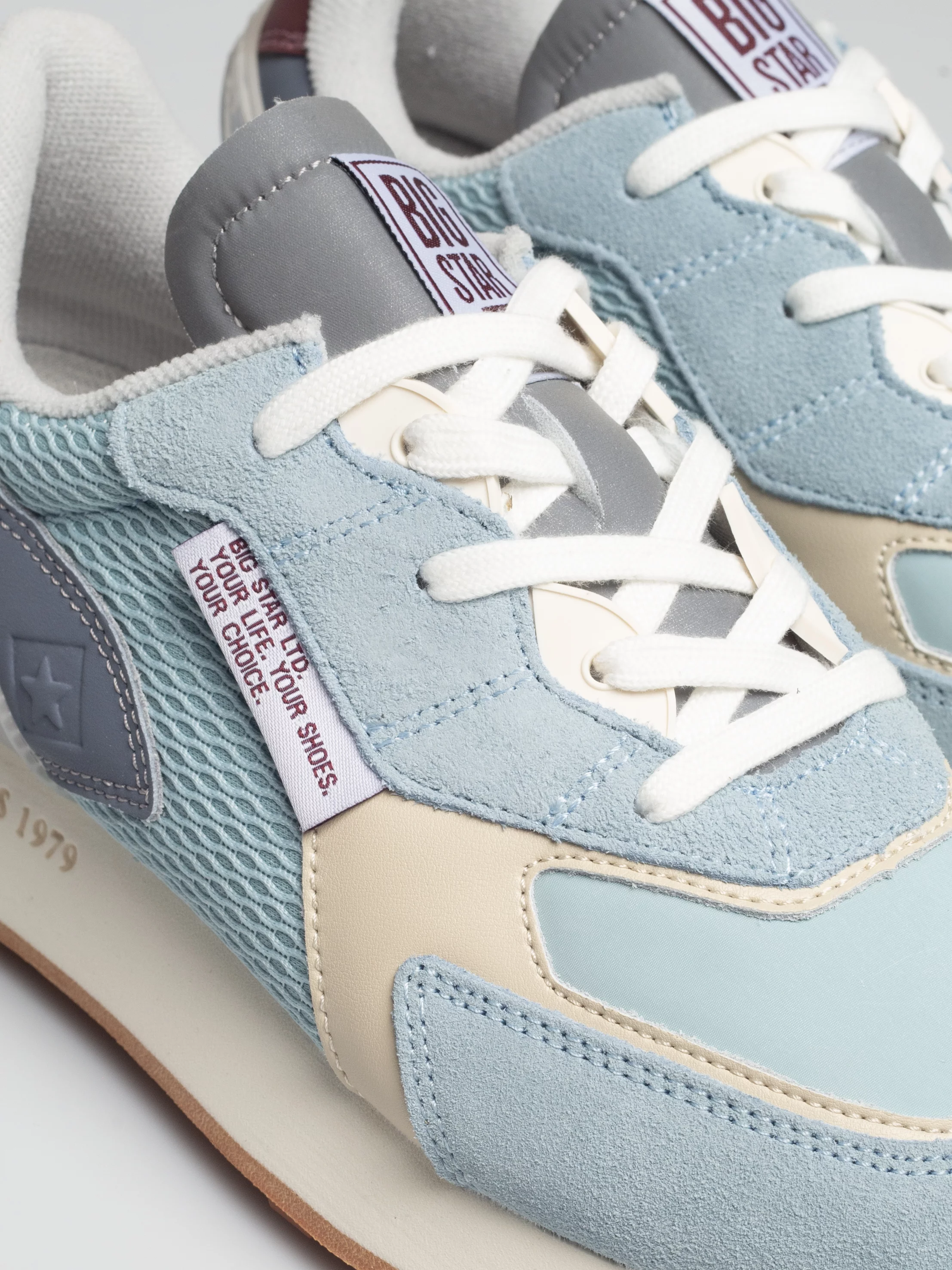 Sneakersy damskie ze skóry naturalnej zamszowej niebieskie RR274997 400