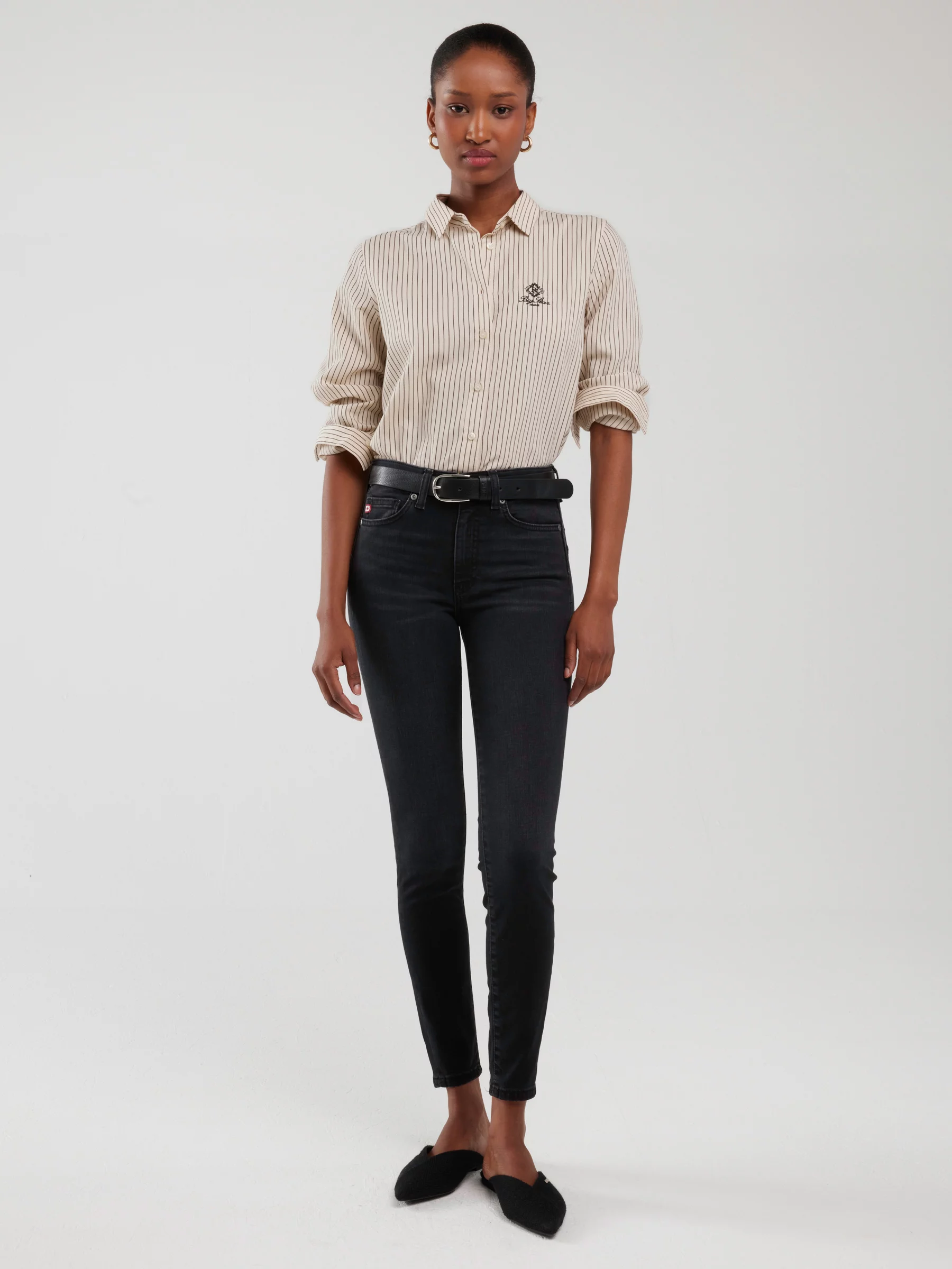 Jeansy damskie push up z wysokim stanem szare Melinda High Waist 895