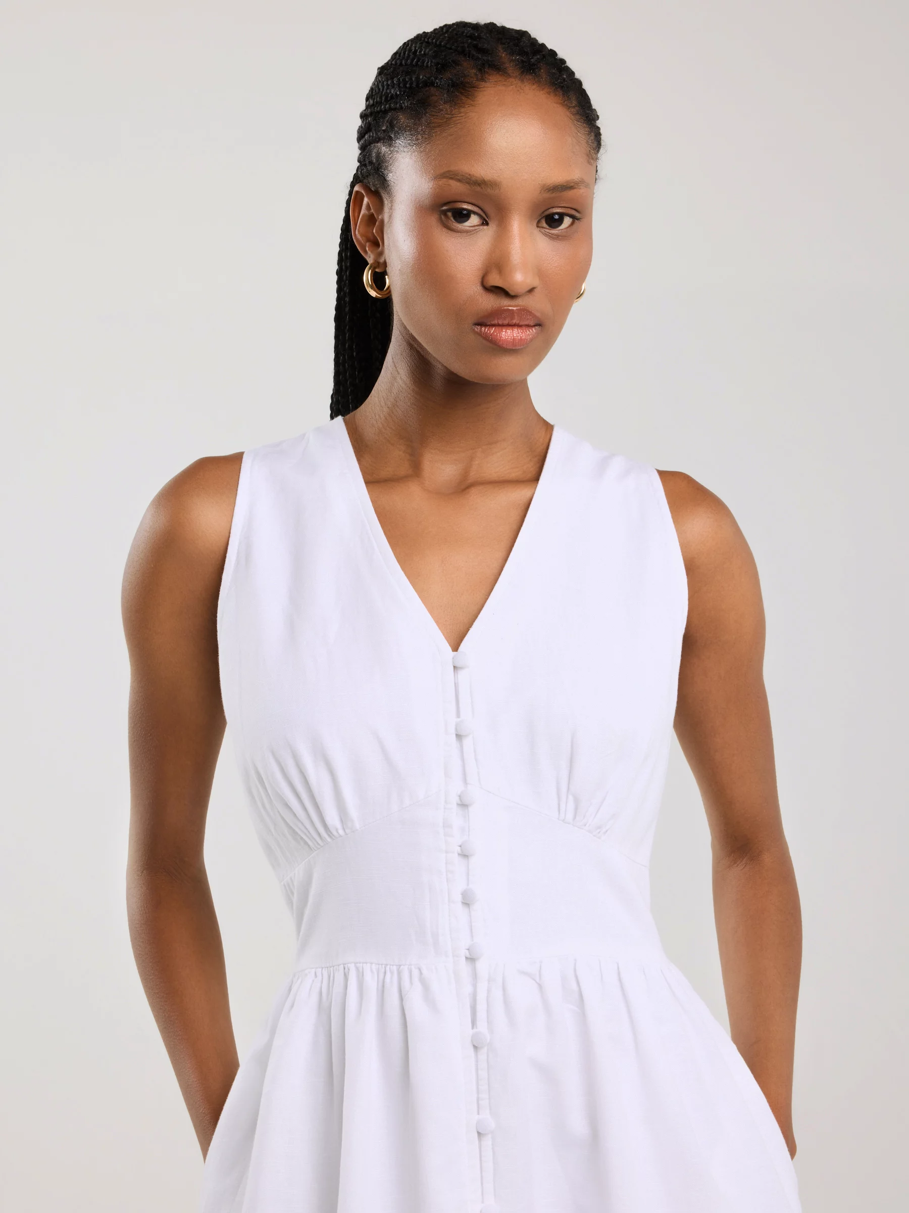 Sukienka damska midi z lnem biała Willow 100