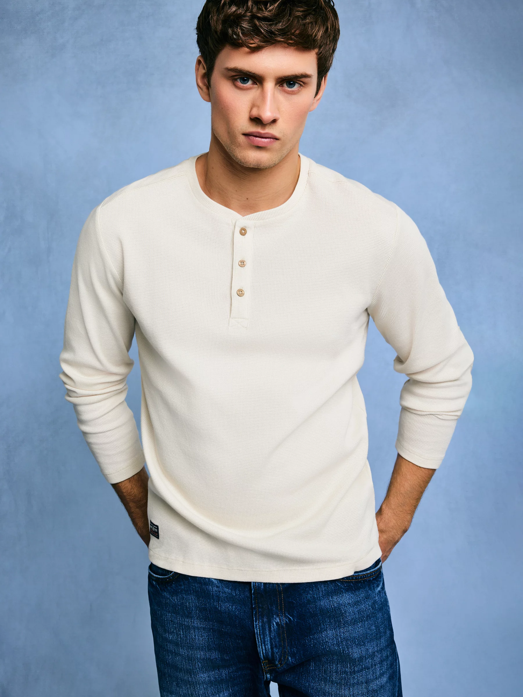 Bluzka męska z długim rękawem kremowa Merrts 103