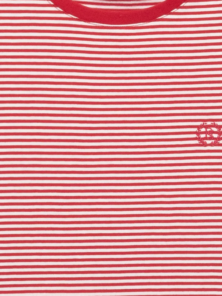 Koszulka damska w paski z haftem czerwona Zenaisa 603