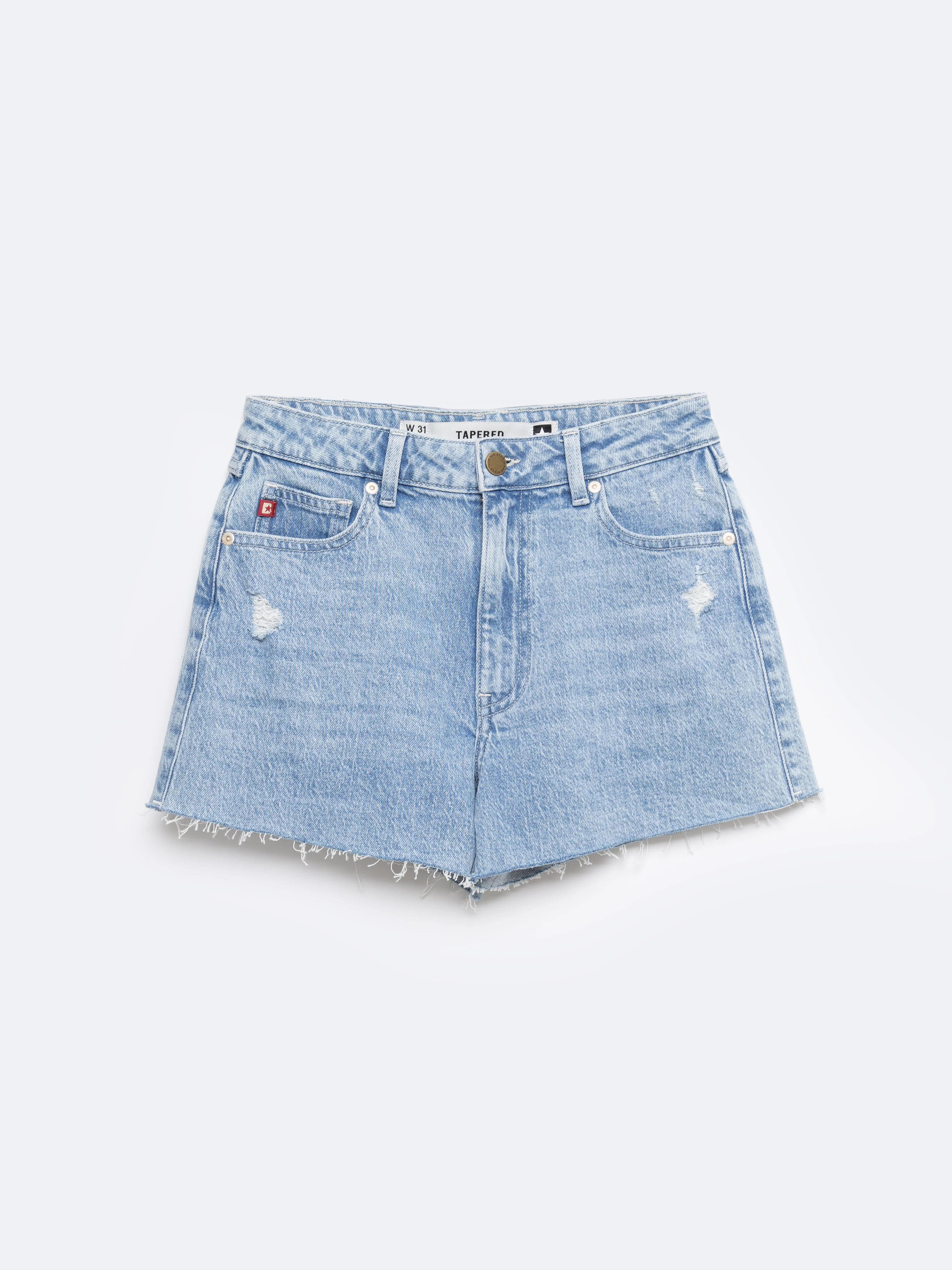 Szorty damskie jeansowe z surowym wykoŅczeniem z kolekcji Authentic niebieskie Authentic Girl 284