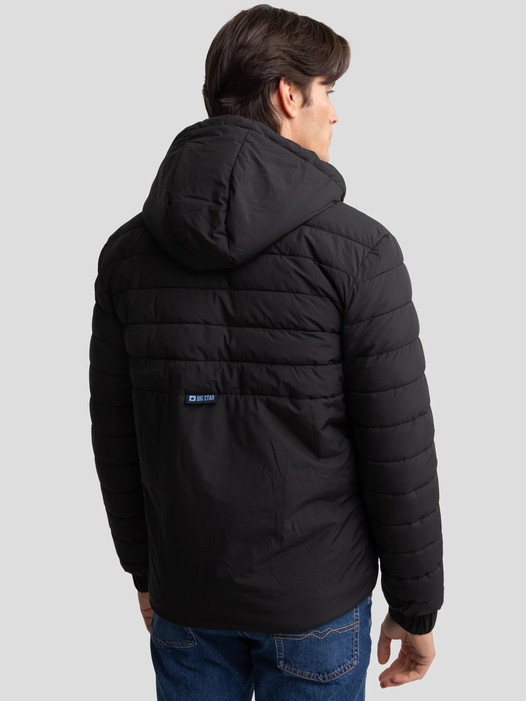 Kurtka męska pikowana z kapturem czarna Emilio 906