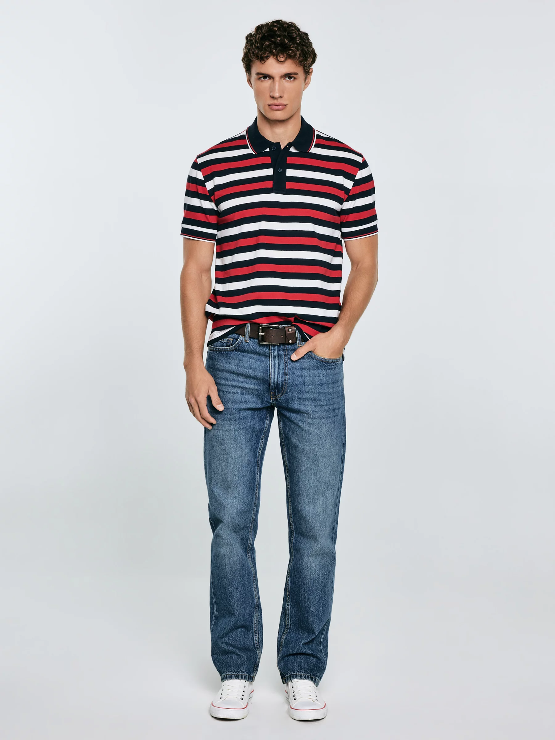 Koszulka męska polo w kolorowe paski Seulir 603