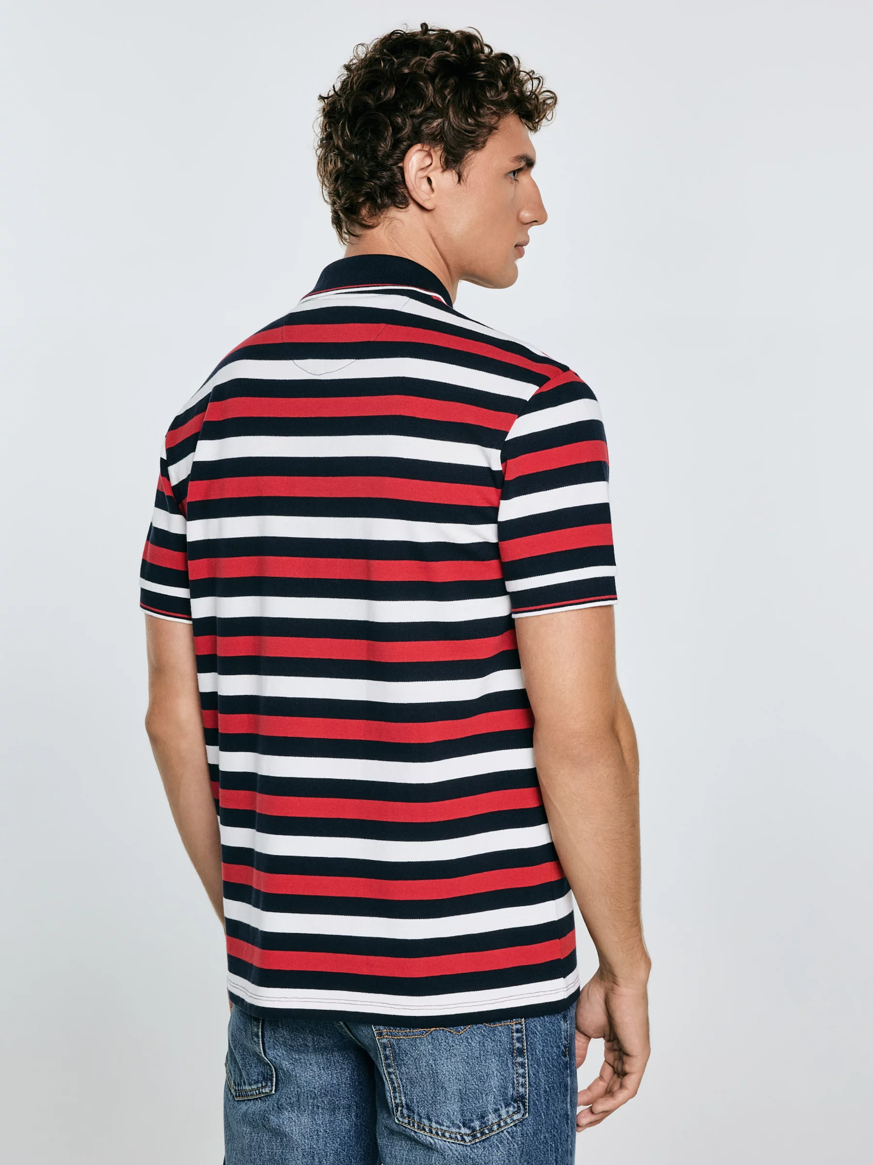 Koszulka męska polo w kolorowe paski Seulir 603