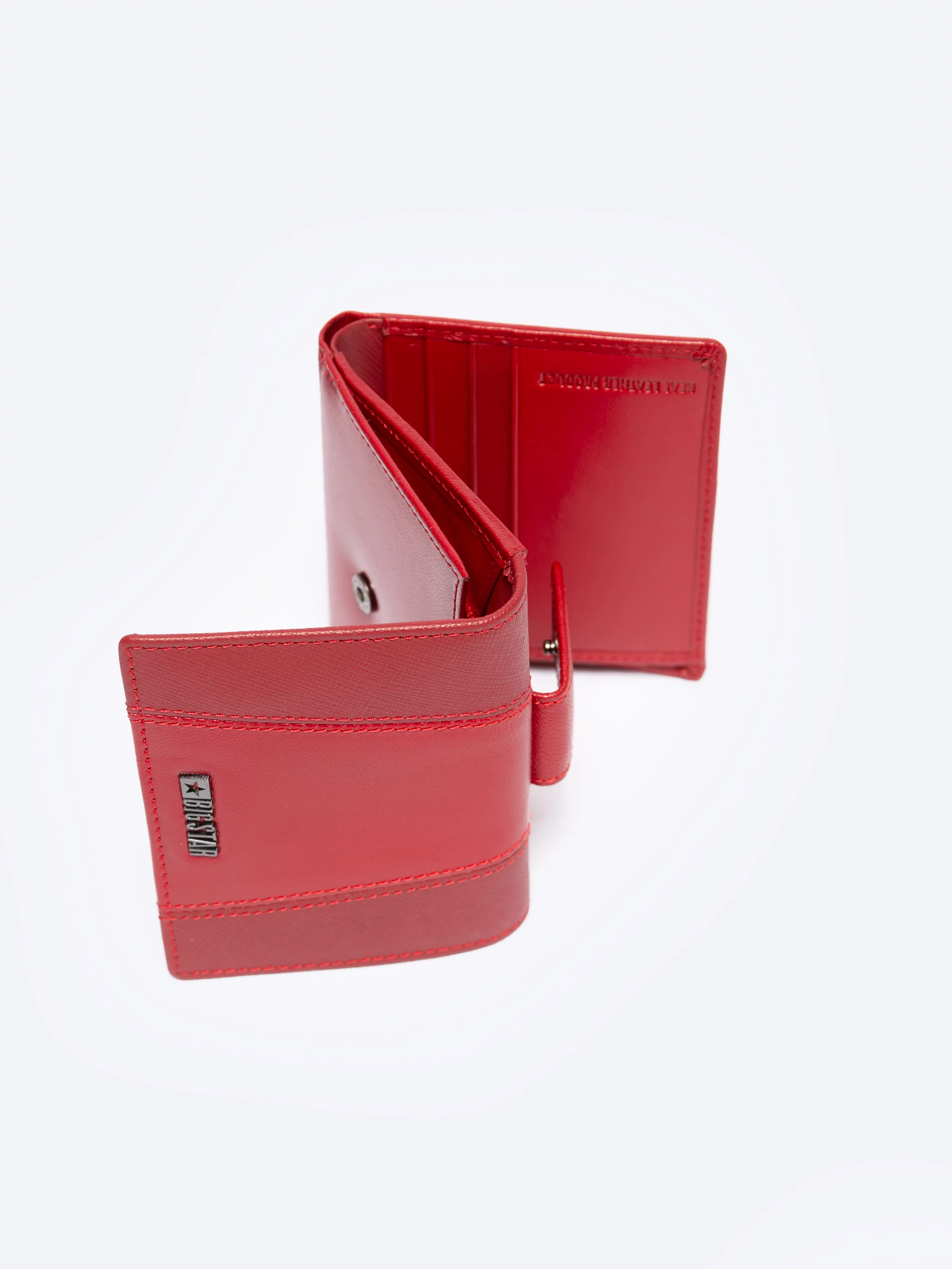 Portfel damski skórzany z brelokiem czerwony Mika 660