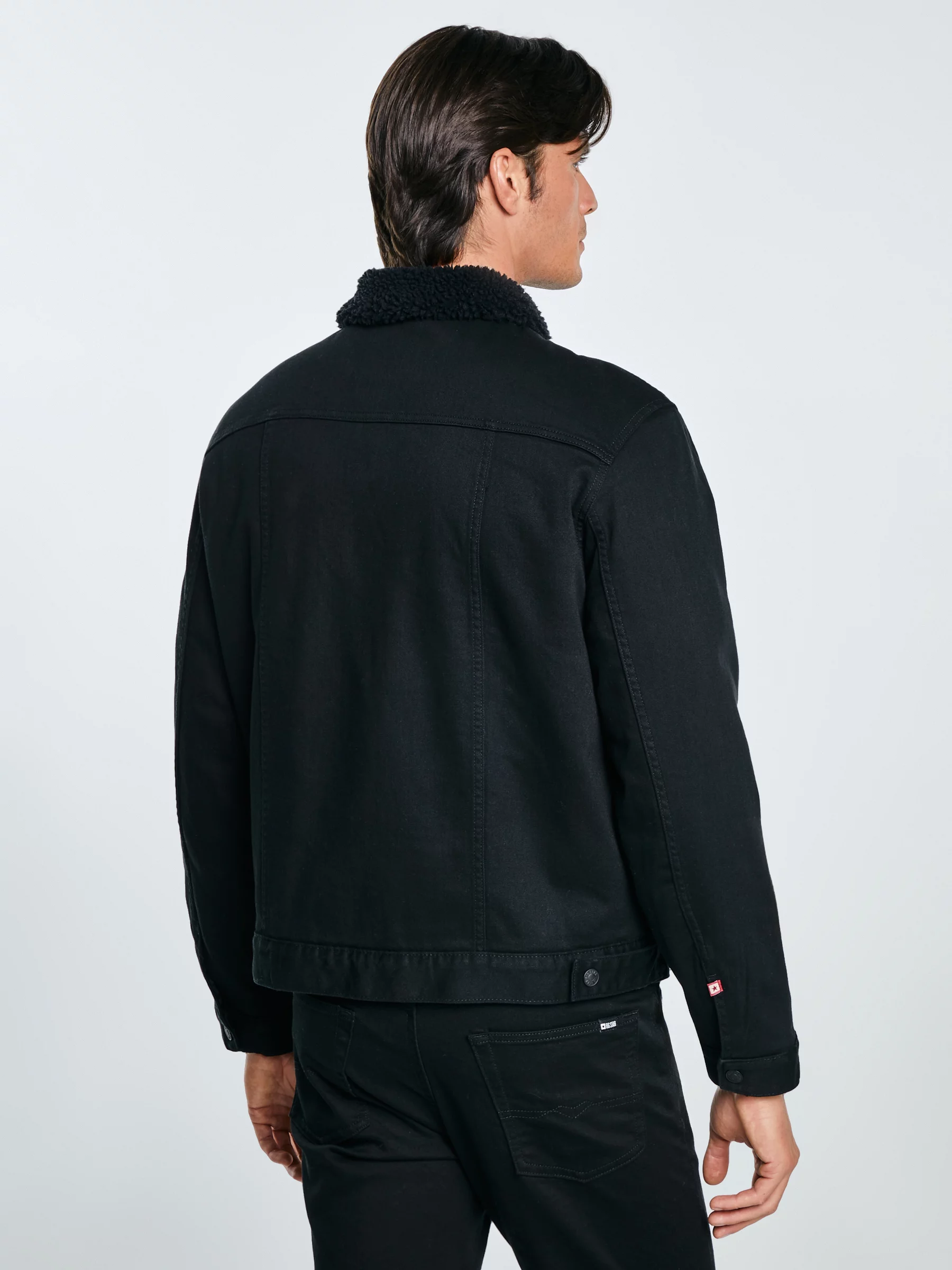 Kurtka męska jeansowa z futerkiem czarna Denver 915