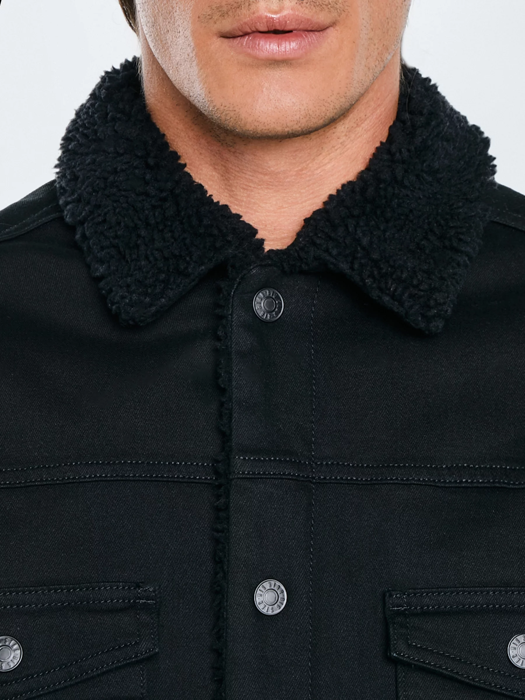 Kurtka męska jeansowa z futerkiem czarna Denver 915