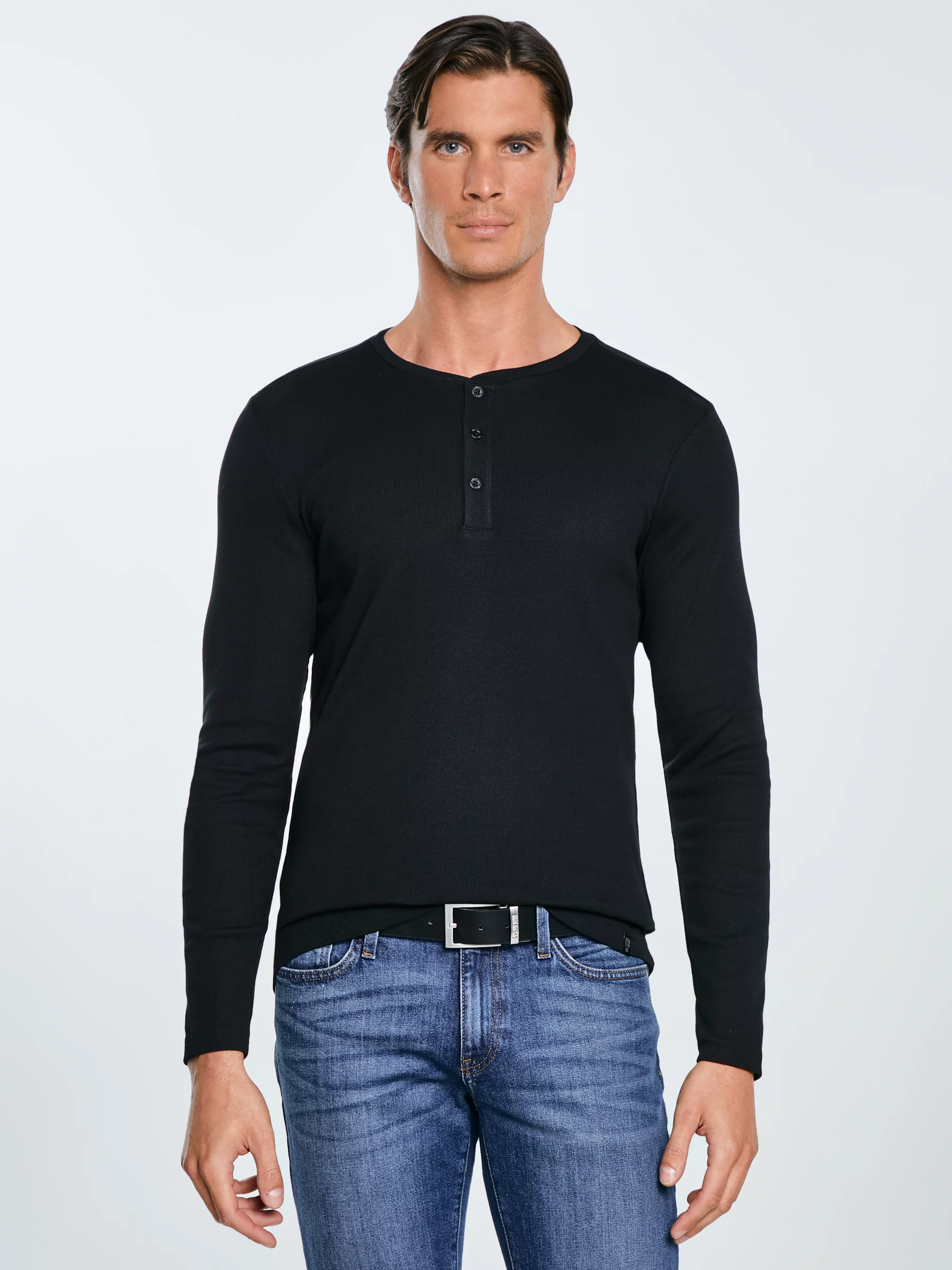 Bluzka męska z prążkowanej dzianiny czarna Icarus 906