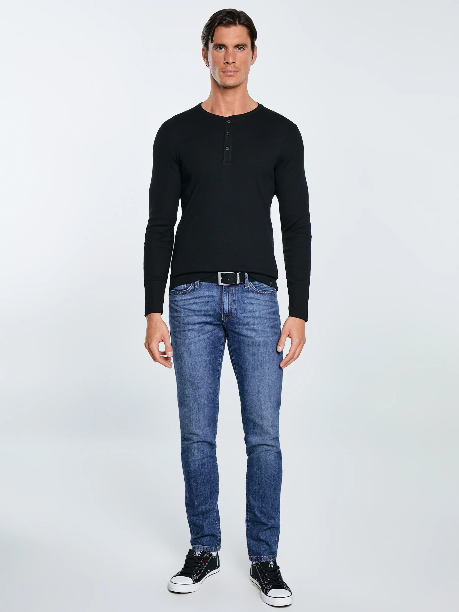 Bluzka męska z prążkowanej dzianiny czarna Icarus 906