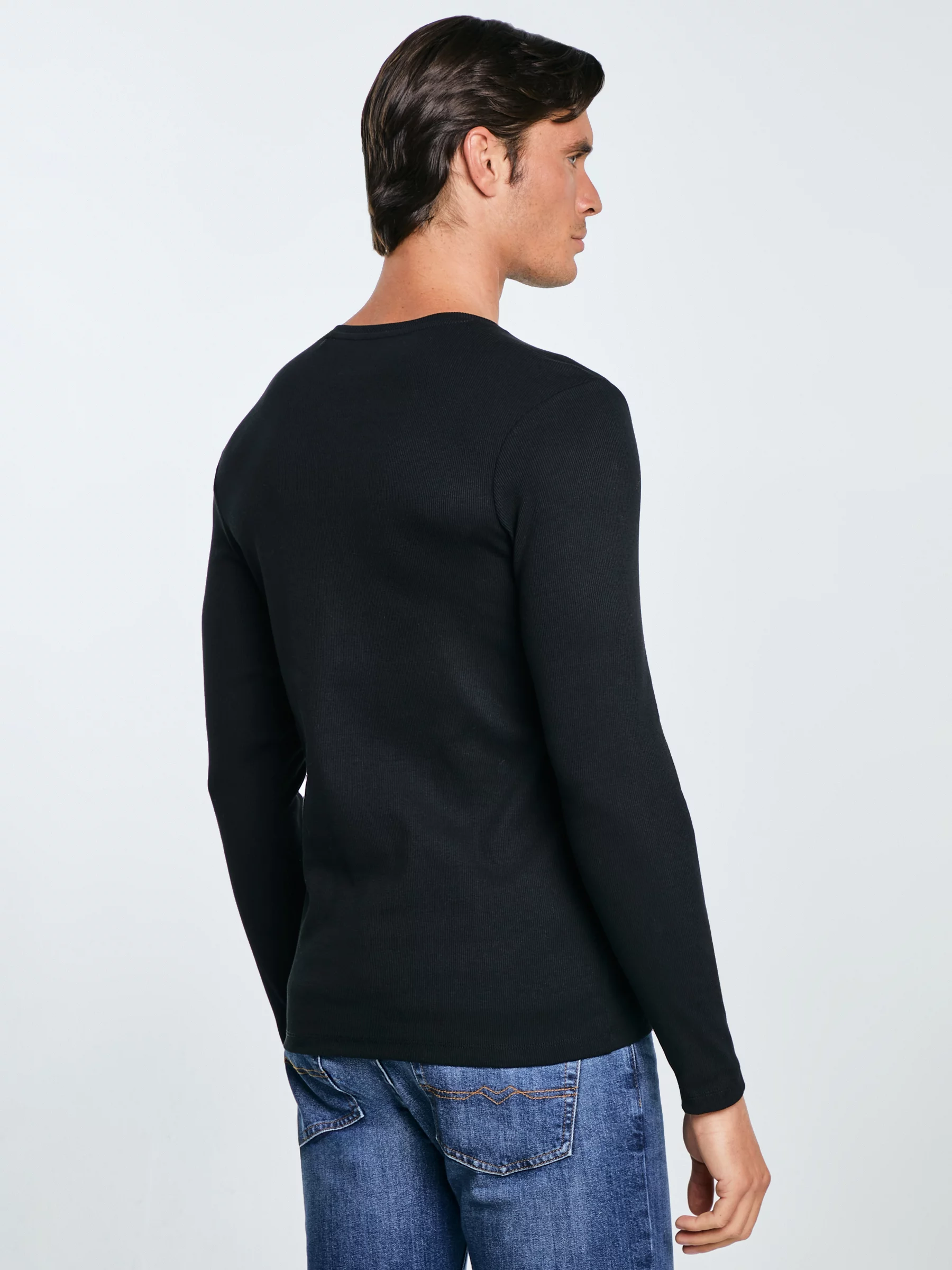 Bluzka męska z prążkowanej dzianiny czarna Icarus 906