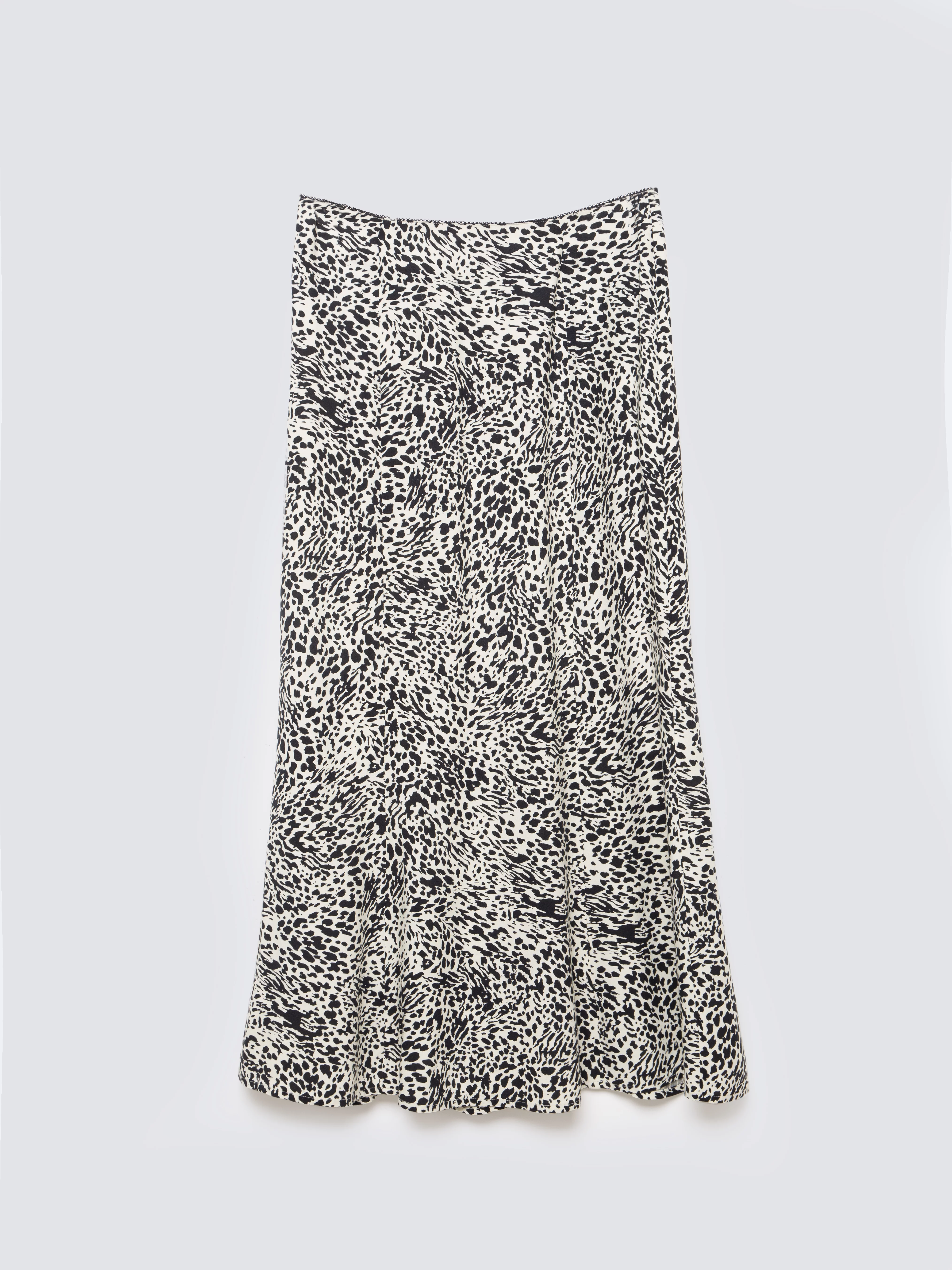 Spódnica damska midi z wiskozy z nadrukiem czarno-kremowa Arcelia 906