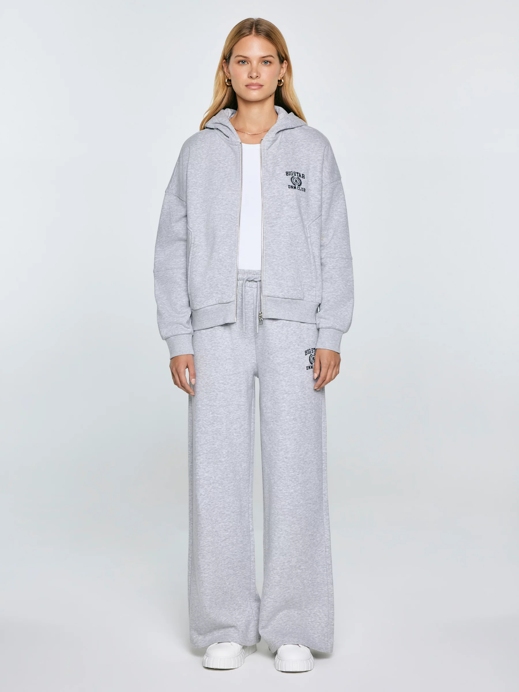 Bluza damska z kapturem rozpinana szara Madelina 901