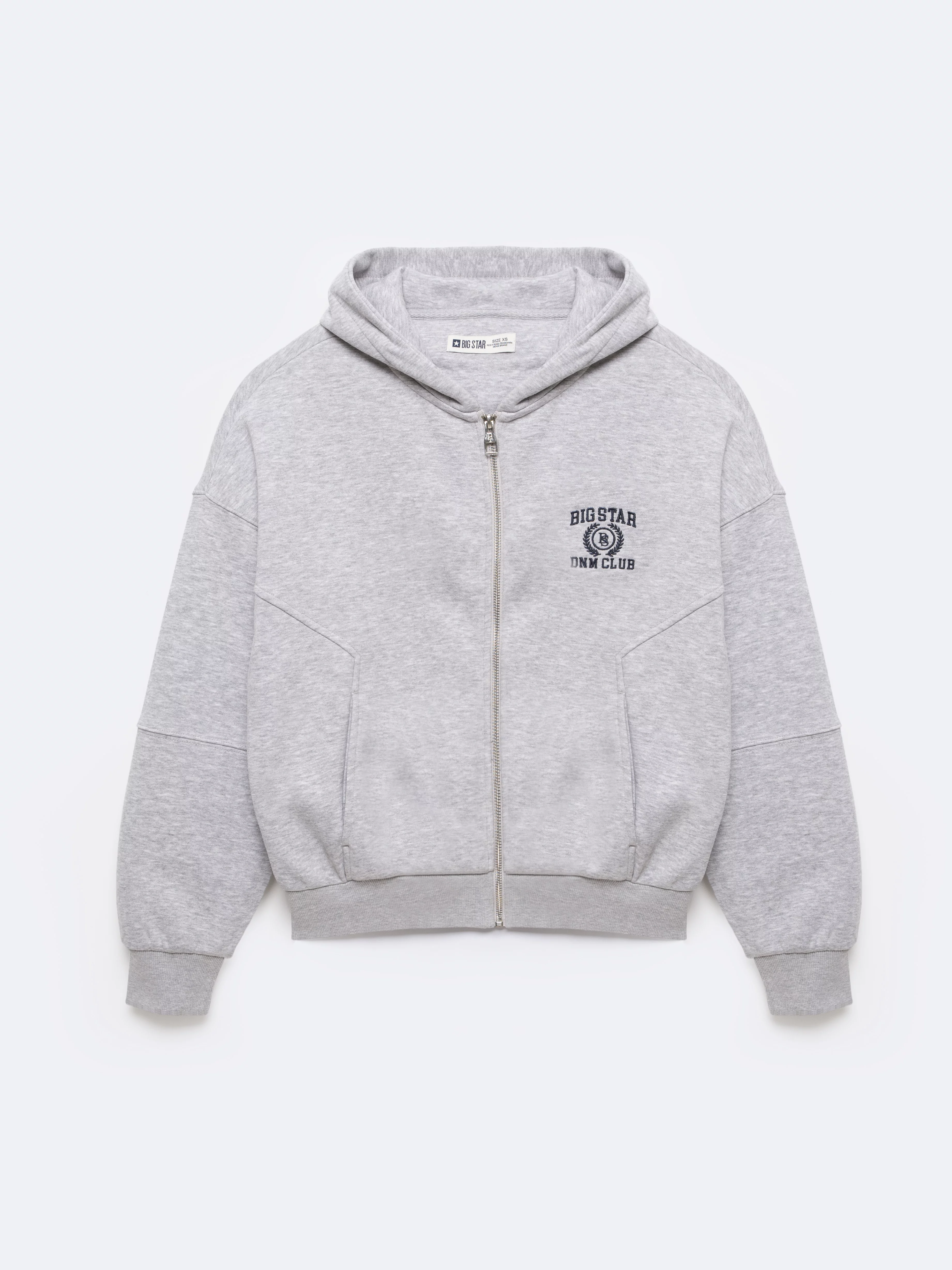 Bluza damska z kapturem rozpinana szara Madelina 901