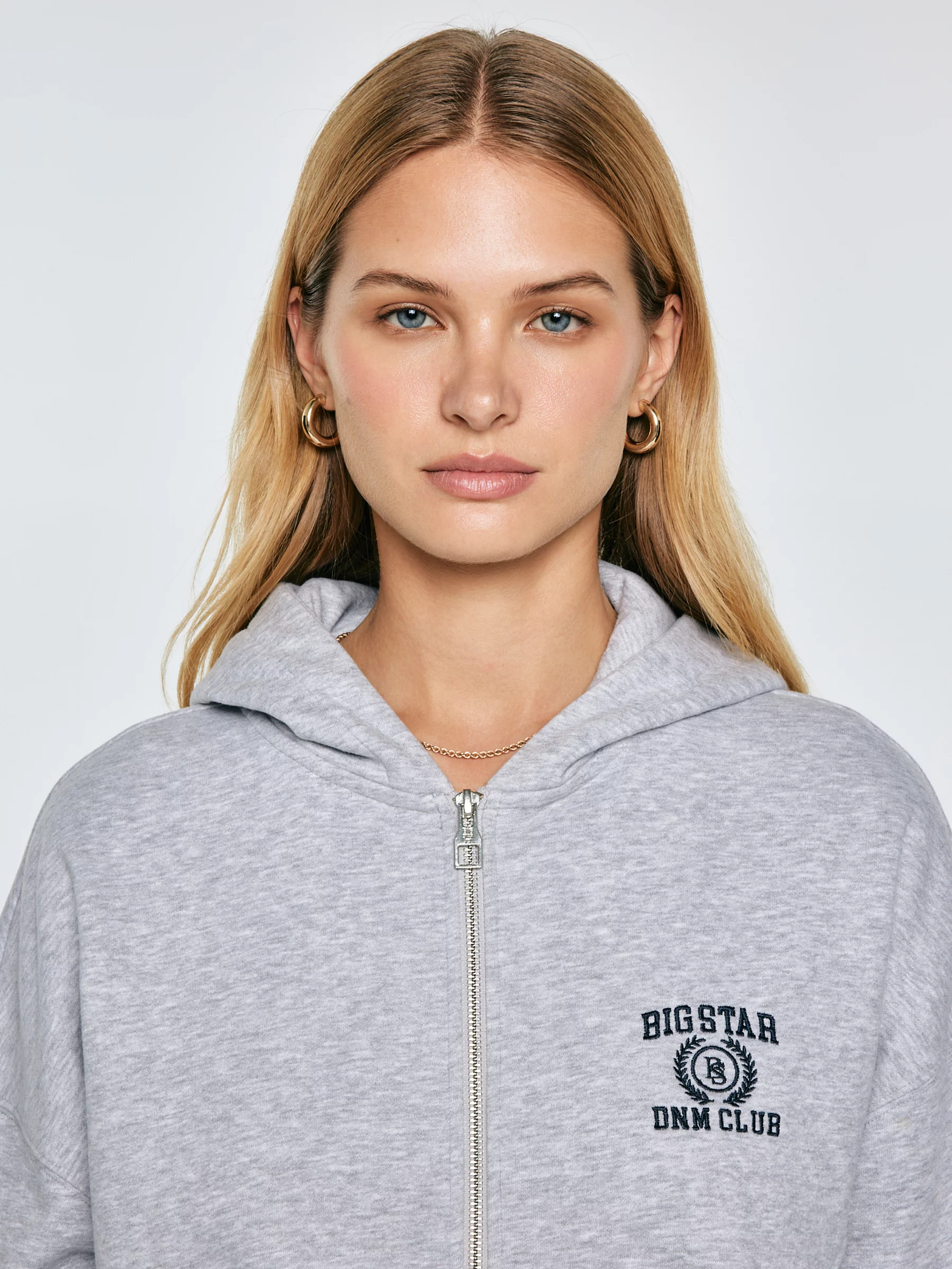 Bluza damska z kapturem rozpinana szara Madelina 901