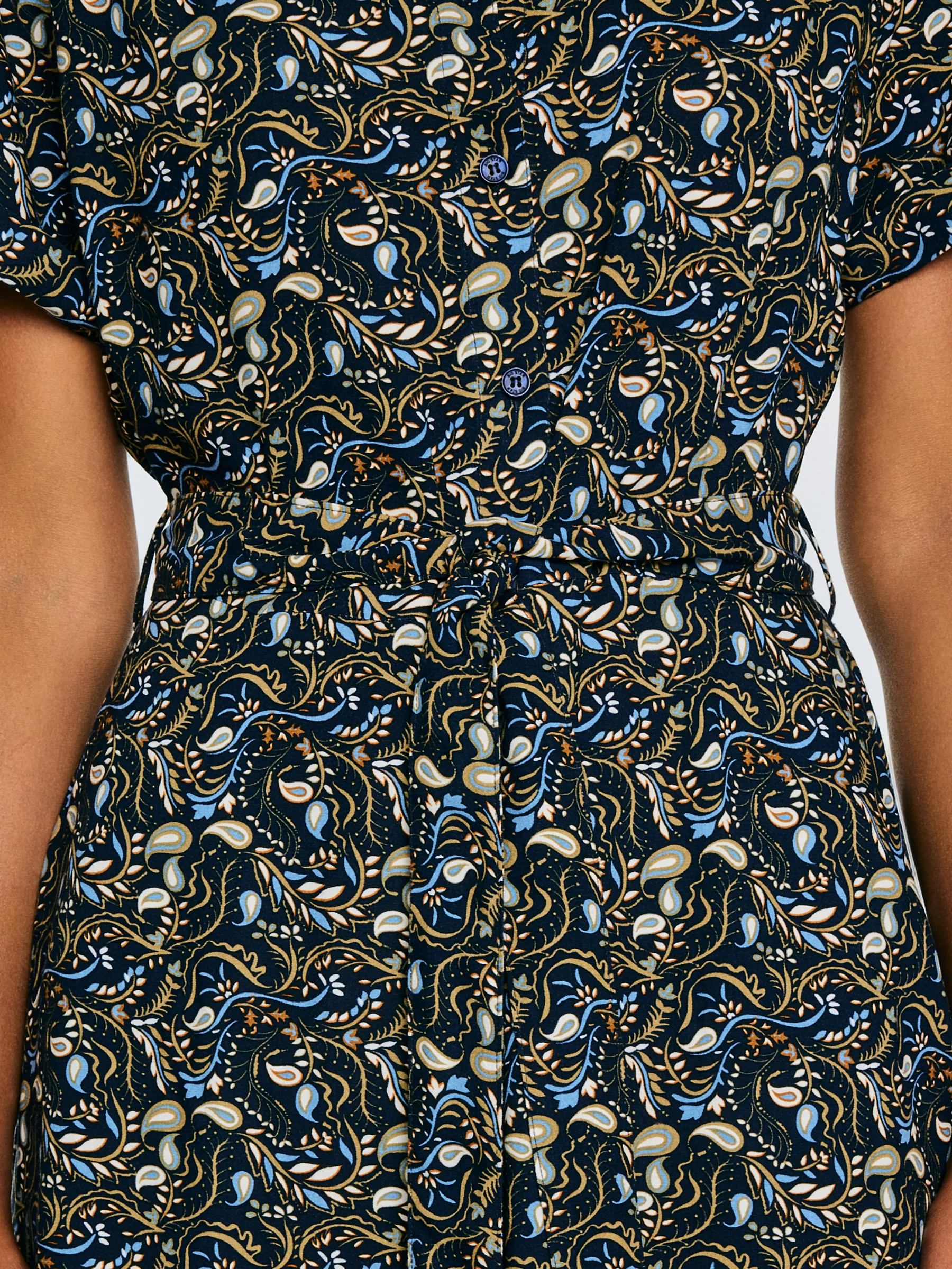 Sukienka damska midi z wiskozy z nadrukiem granatowa Nahai 403