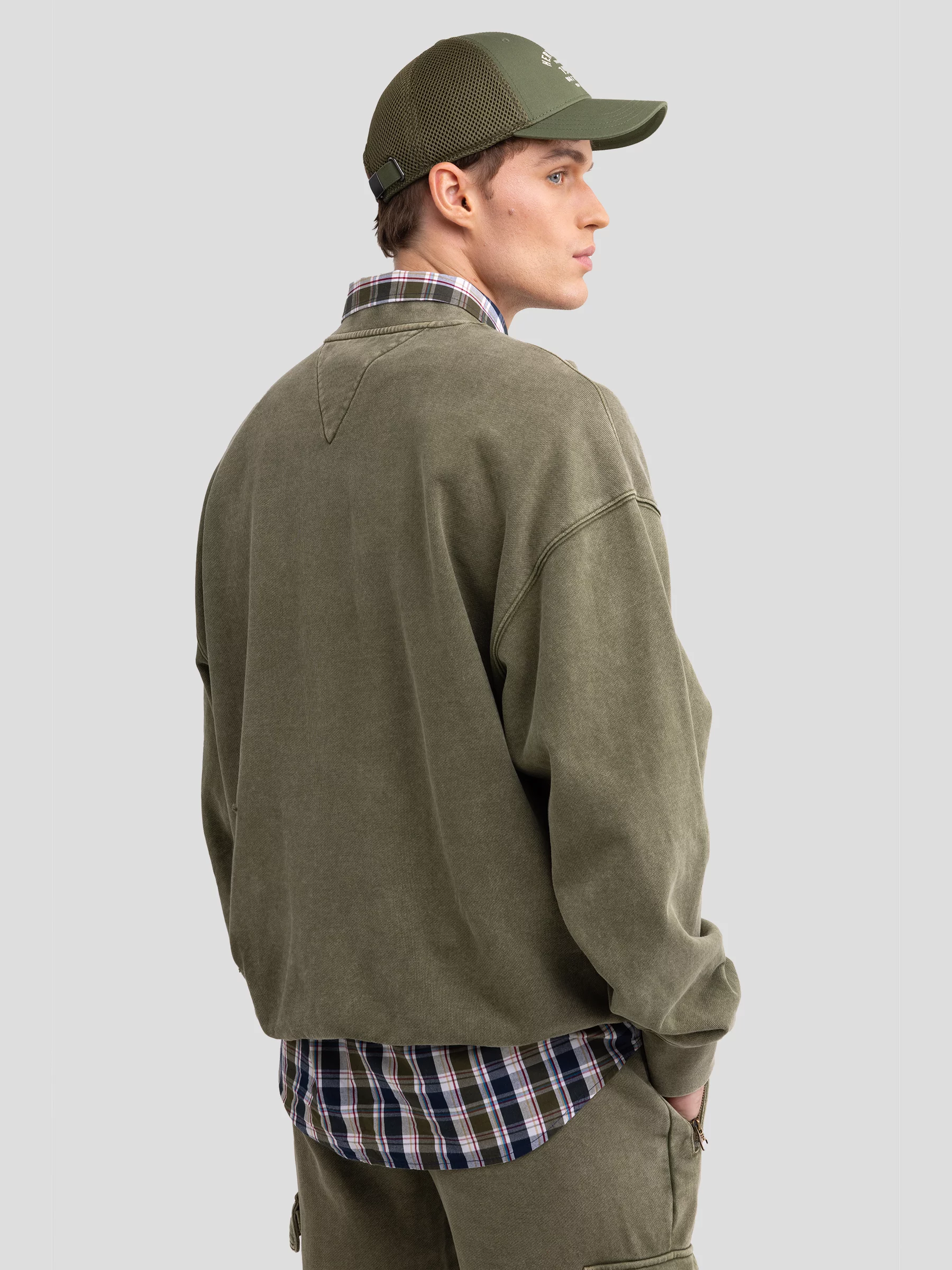 Bluza męska z efektem sprania khaki Caron 303