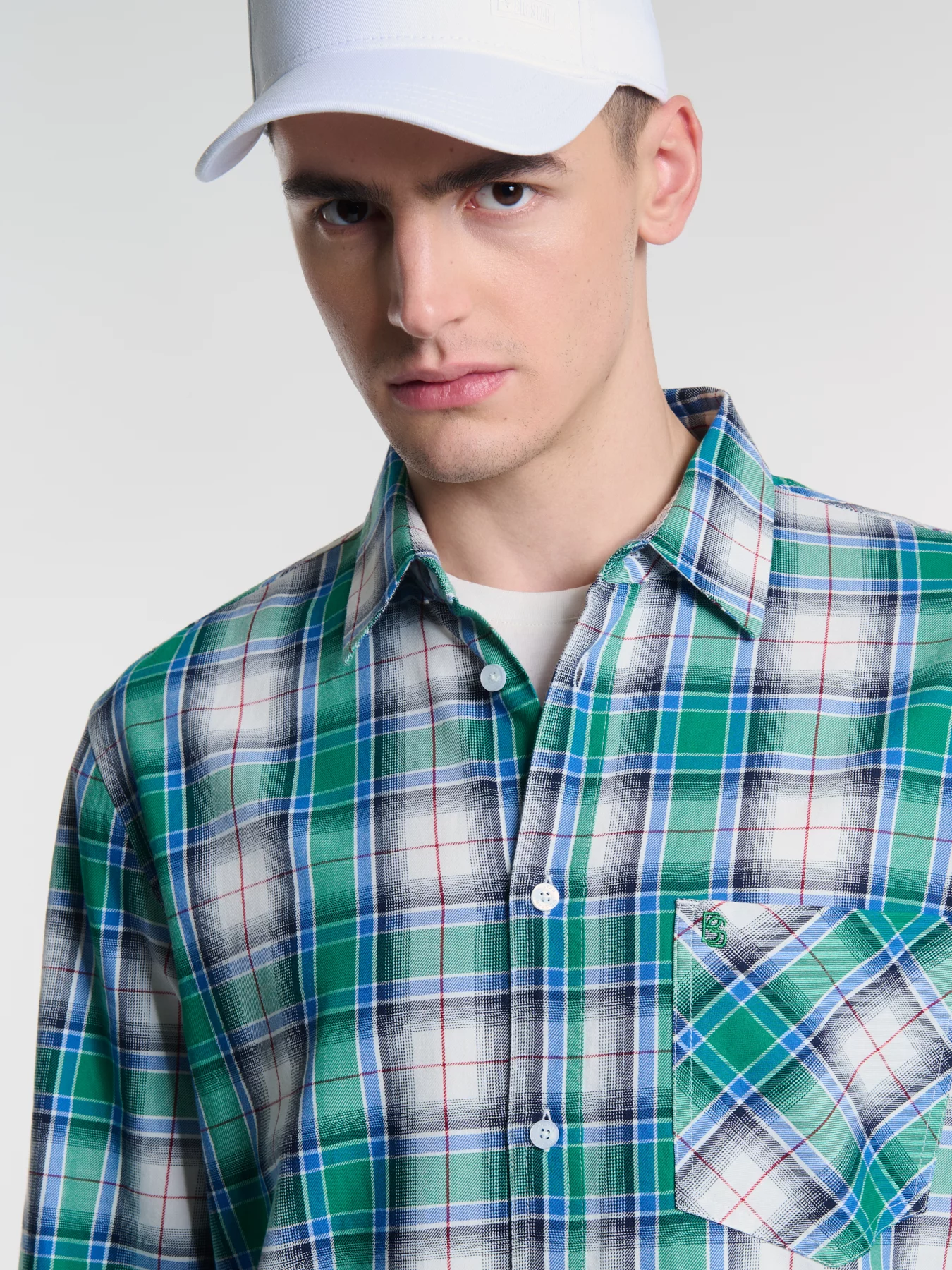 Koszula męska bawełniana w kratę zielona Griners 301