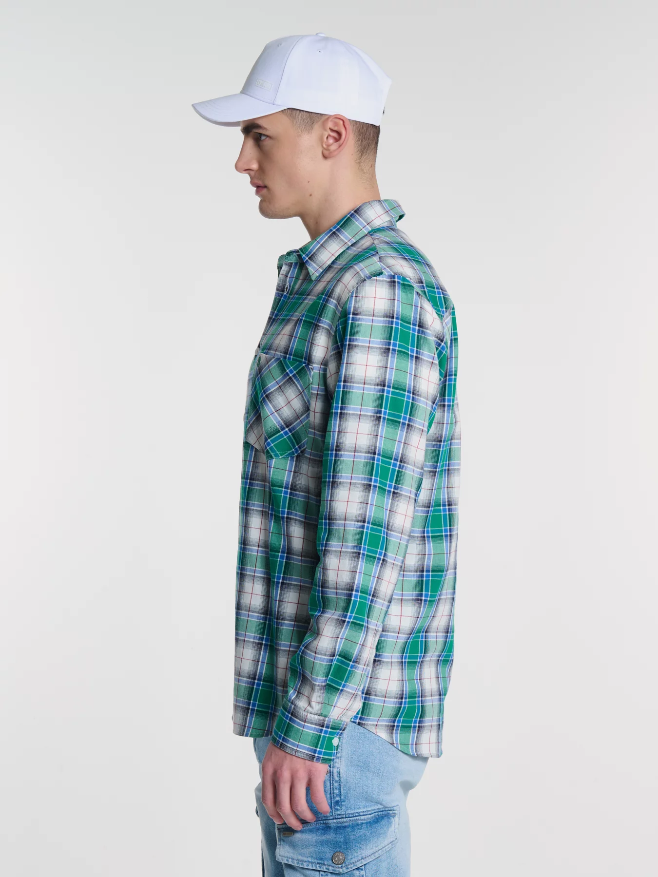 Koszula męska bawełniana w kratę zielona Griners 301