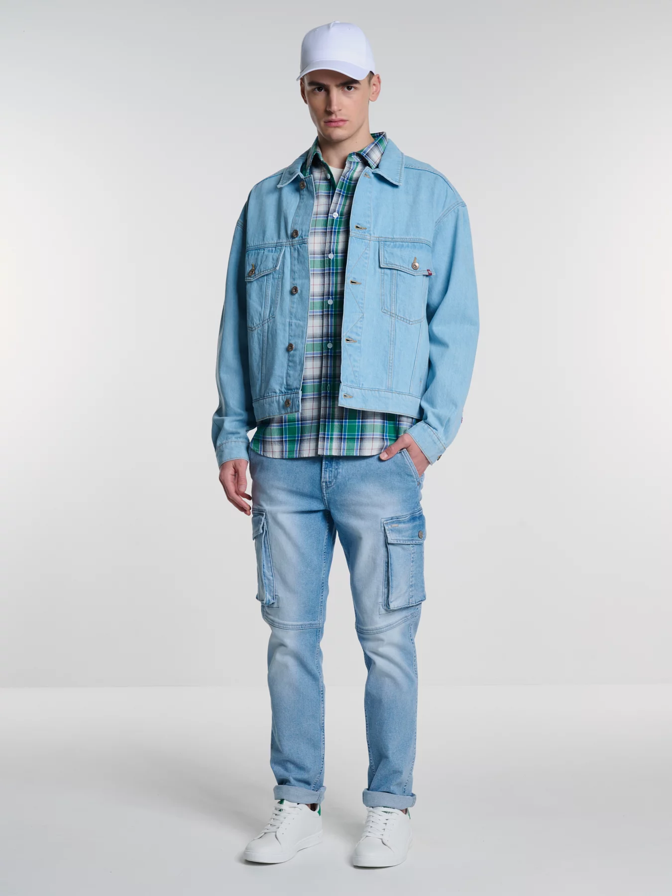 Koszula męska bawełniana w kratę zielona Griners 301