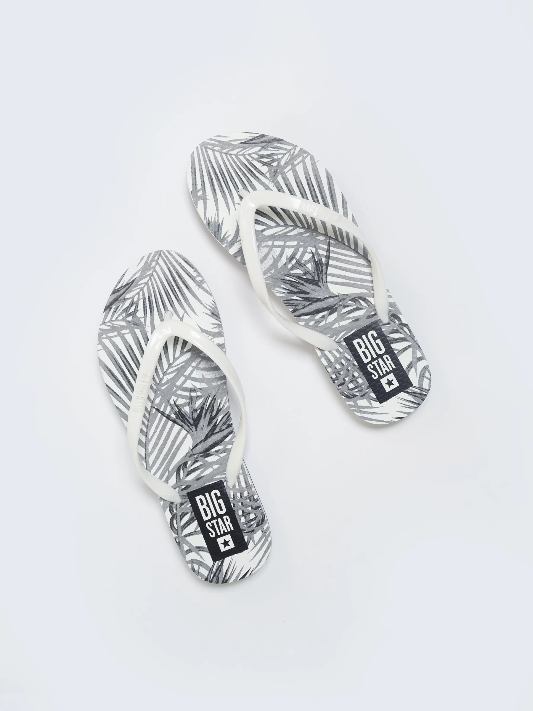 Japonki damskie z motywem roślinnym białe LL274818 101