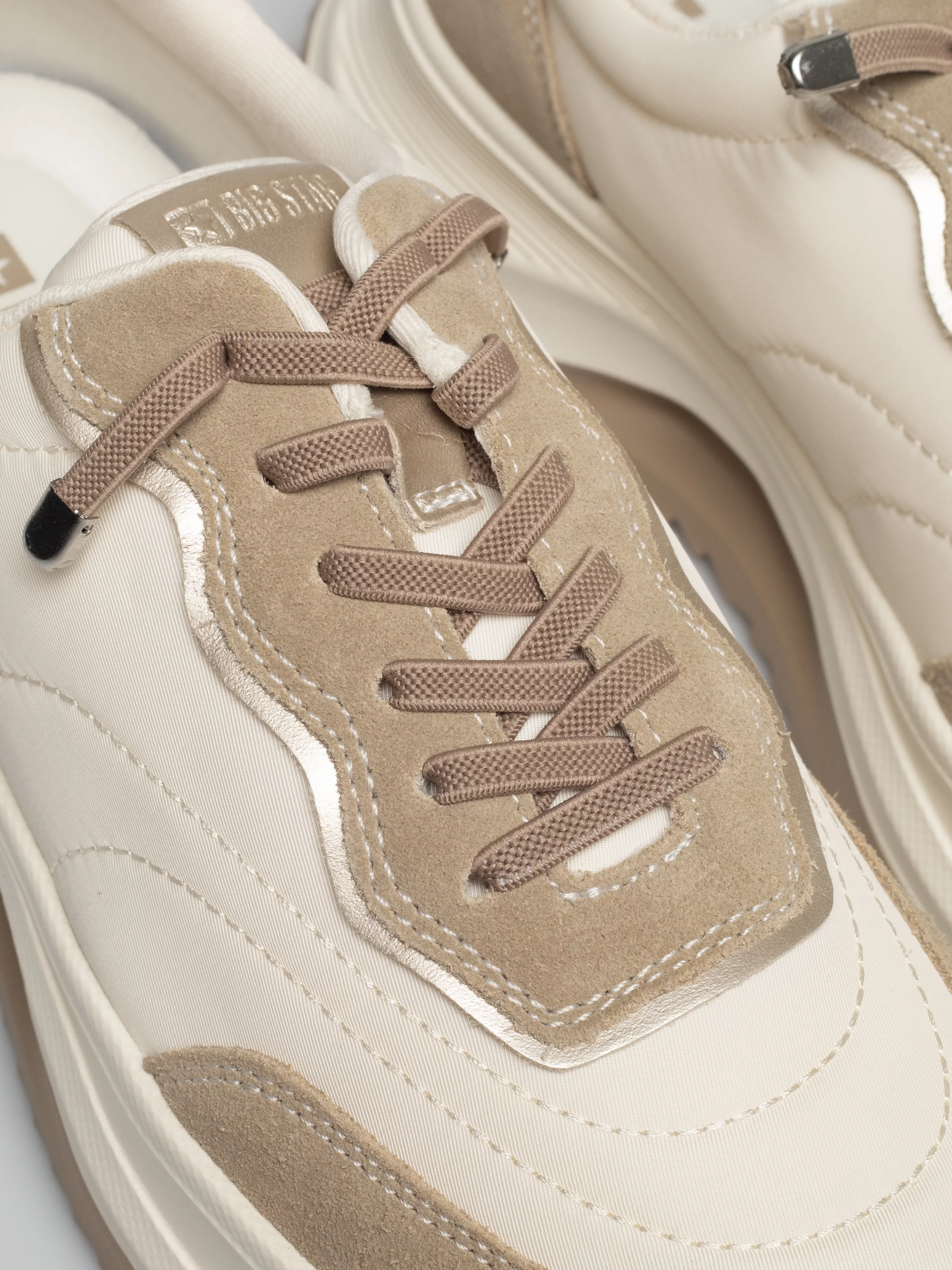 Sneakersy damskie ze skóry naturalnej beżowe RR274A344 800