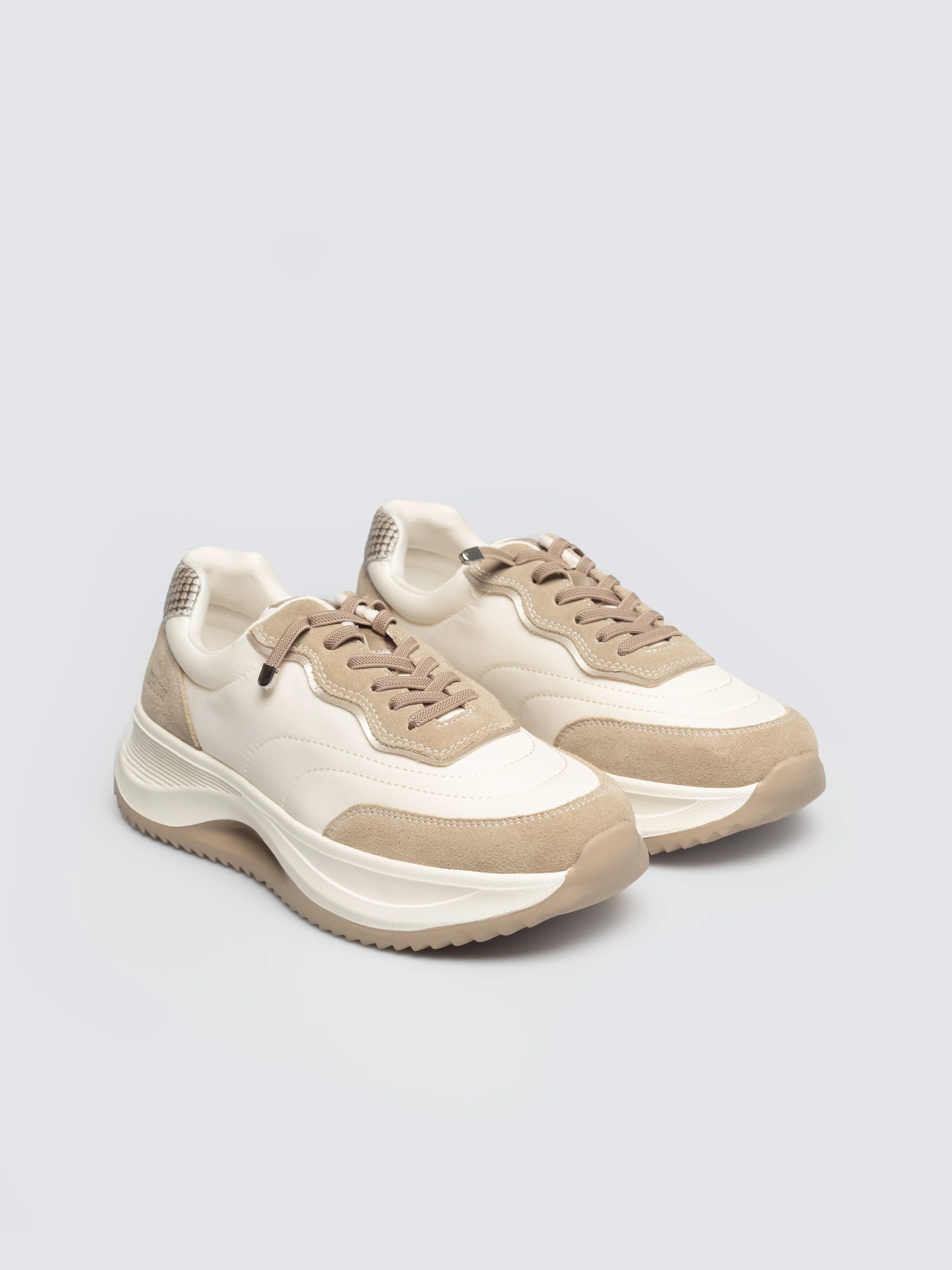 Sneakersy damskie ze skóry naturalnej beżowe RR274A344 800