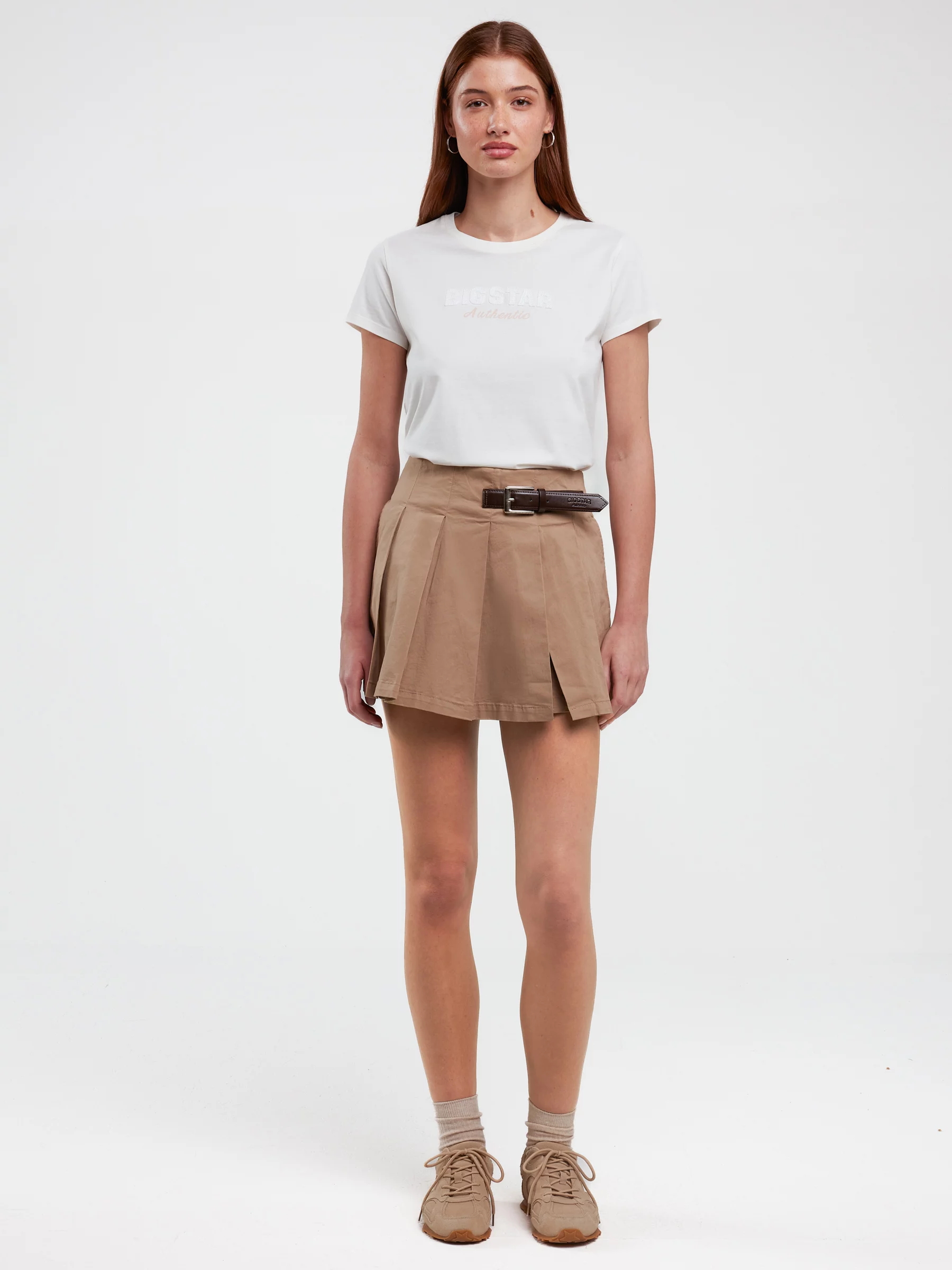 Spódnico-szorty damskie plisowane beżowe Brindi 801