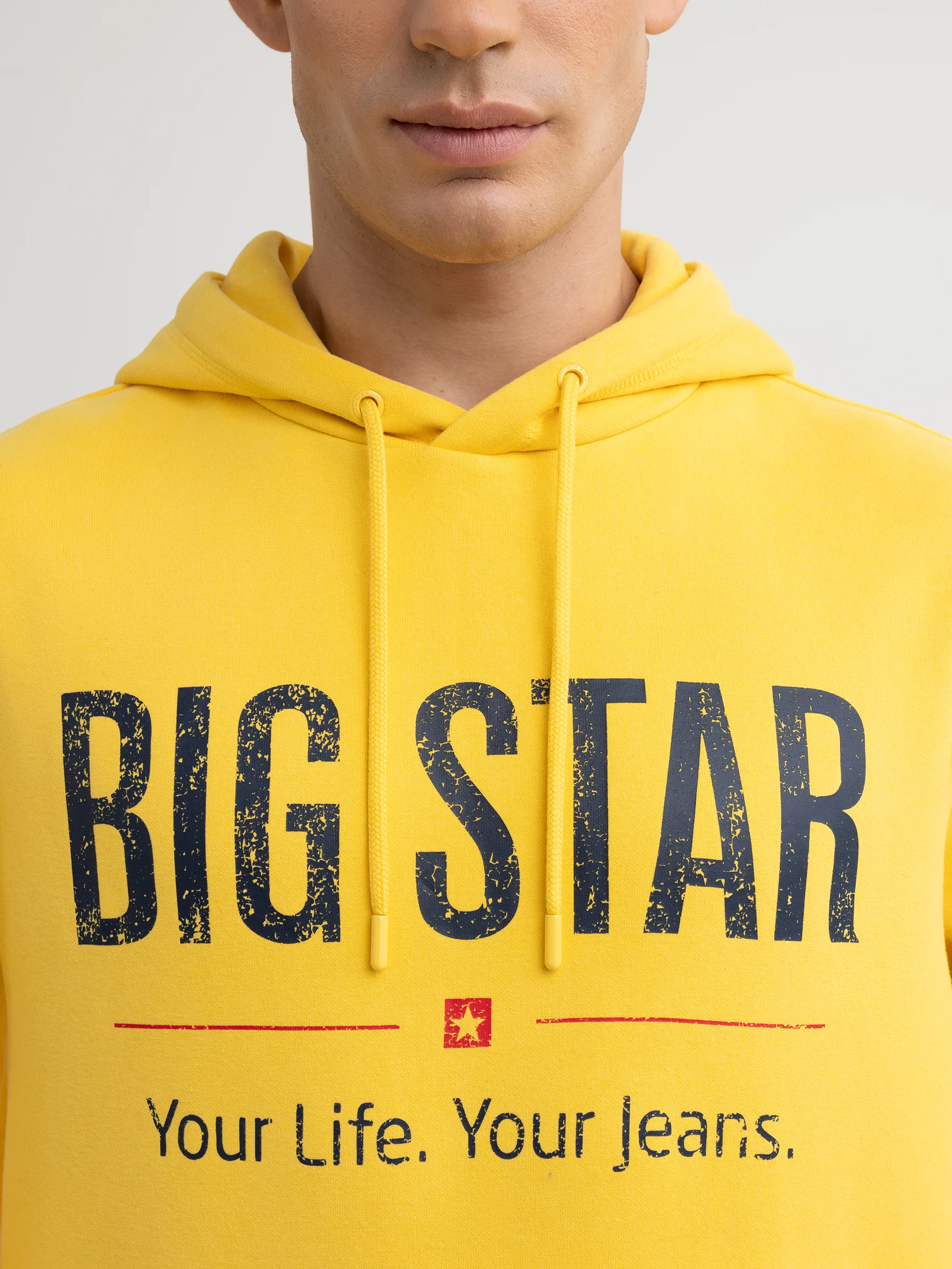 Bluza męska z kapturem z logo BIG STAR żółta Ashlyno 201