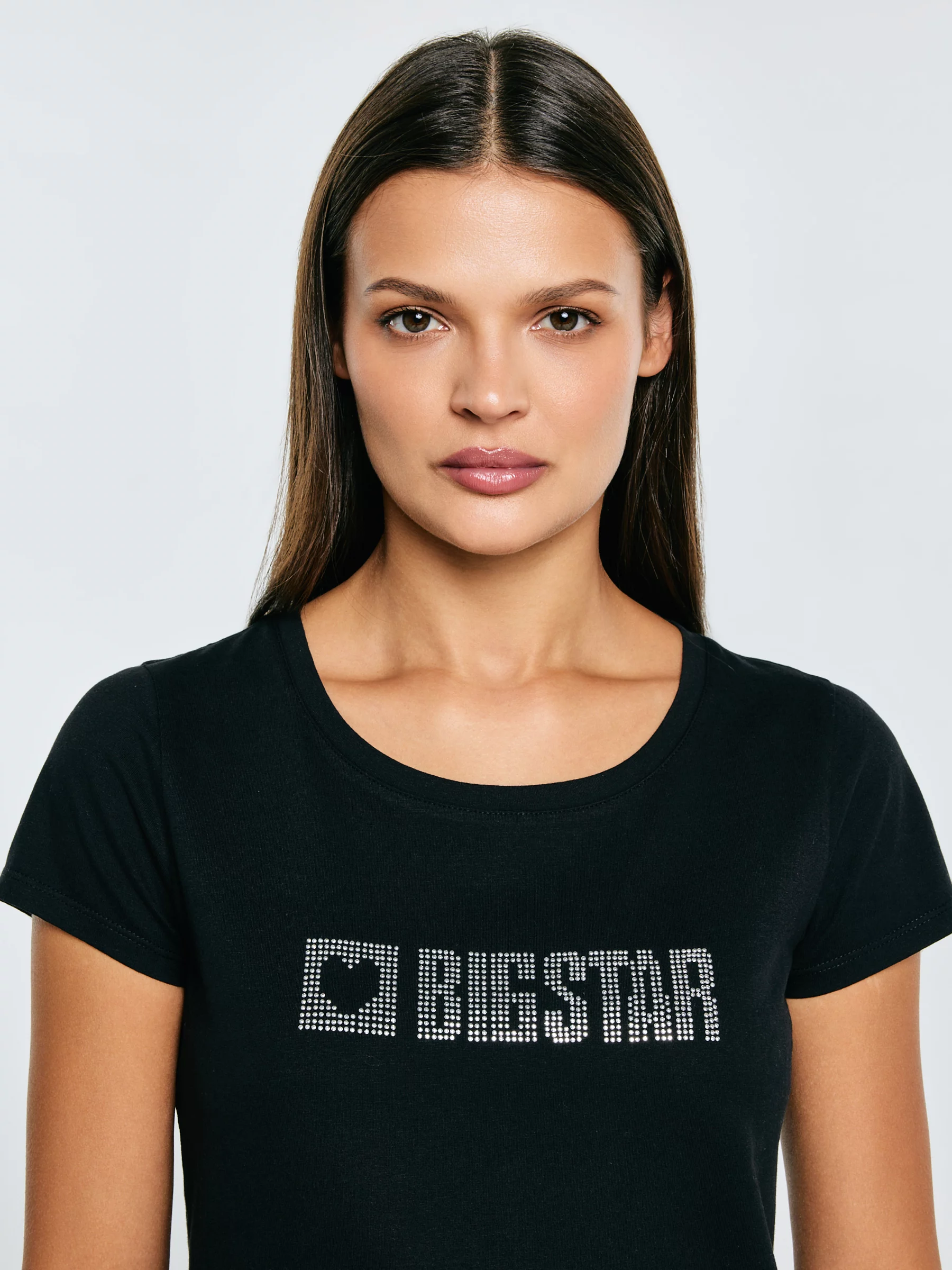 Koszulka damska z logo BIG STAR z cyrkonii czarna Avra 906