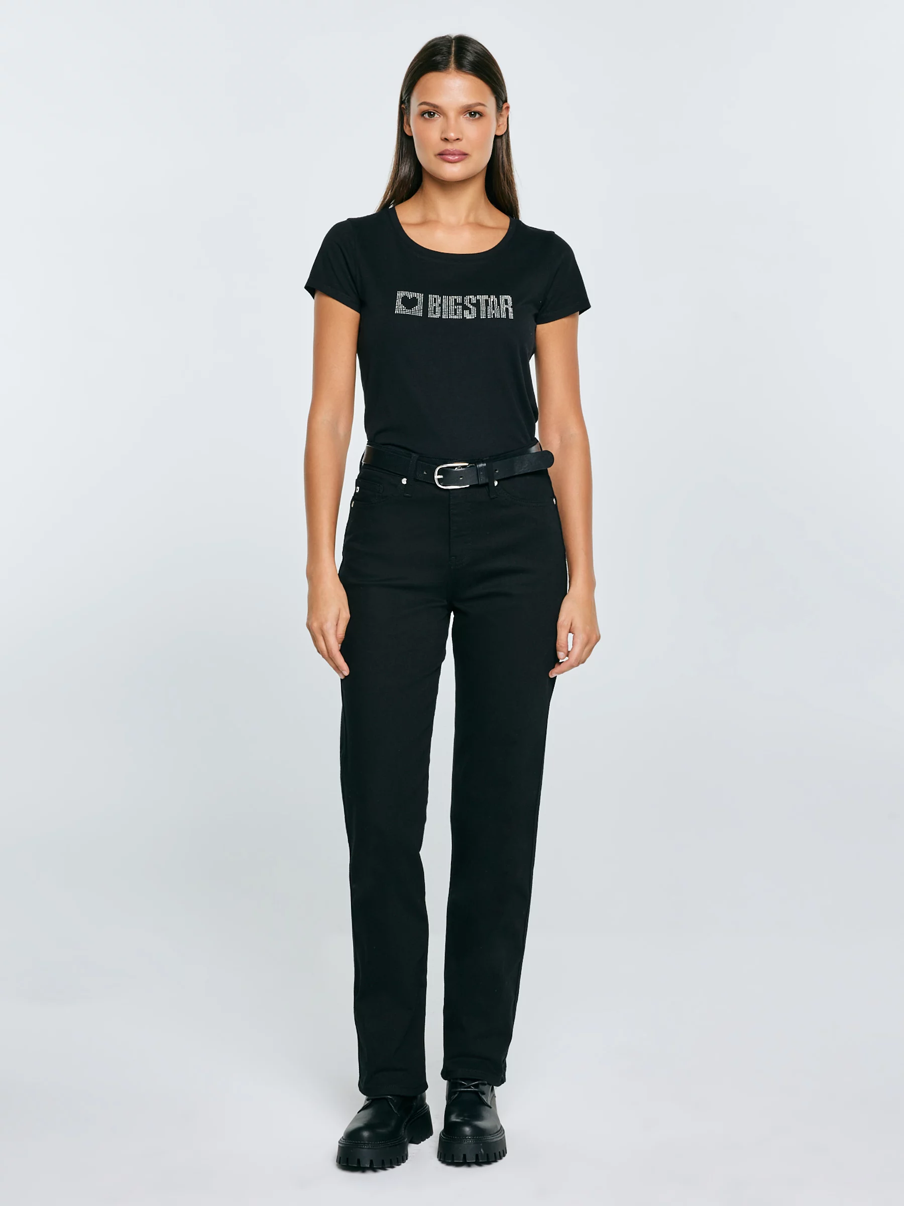 Koszulka damska z logo BIG STAR z cyrkonii czarna Avra 906