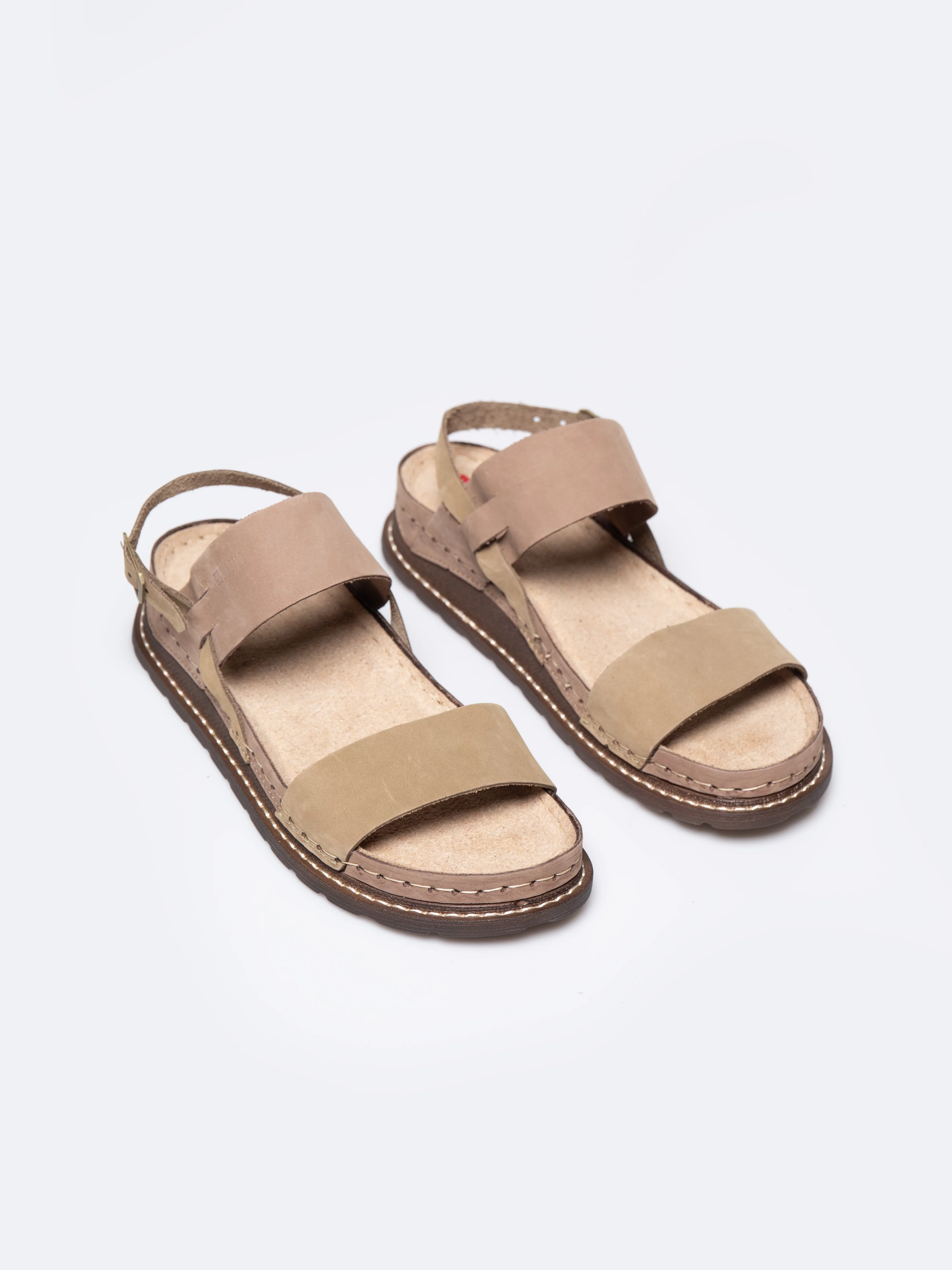 Sandały damskie ze skóry naturalnej beżowe RR276010 303