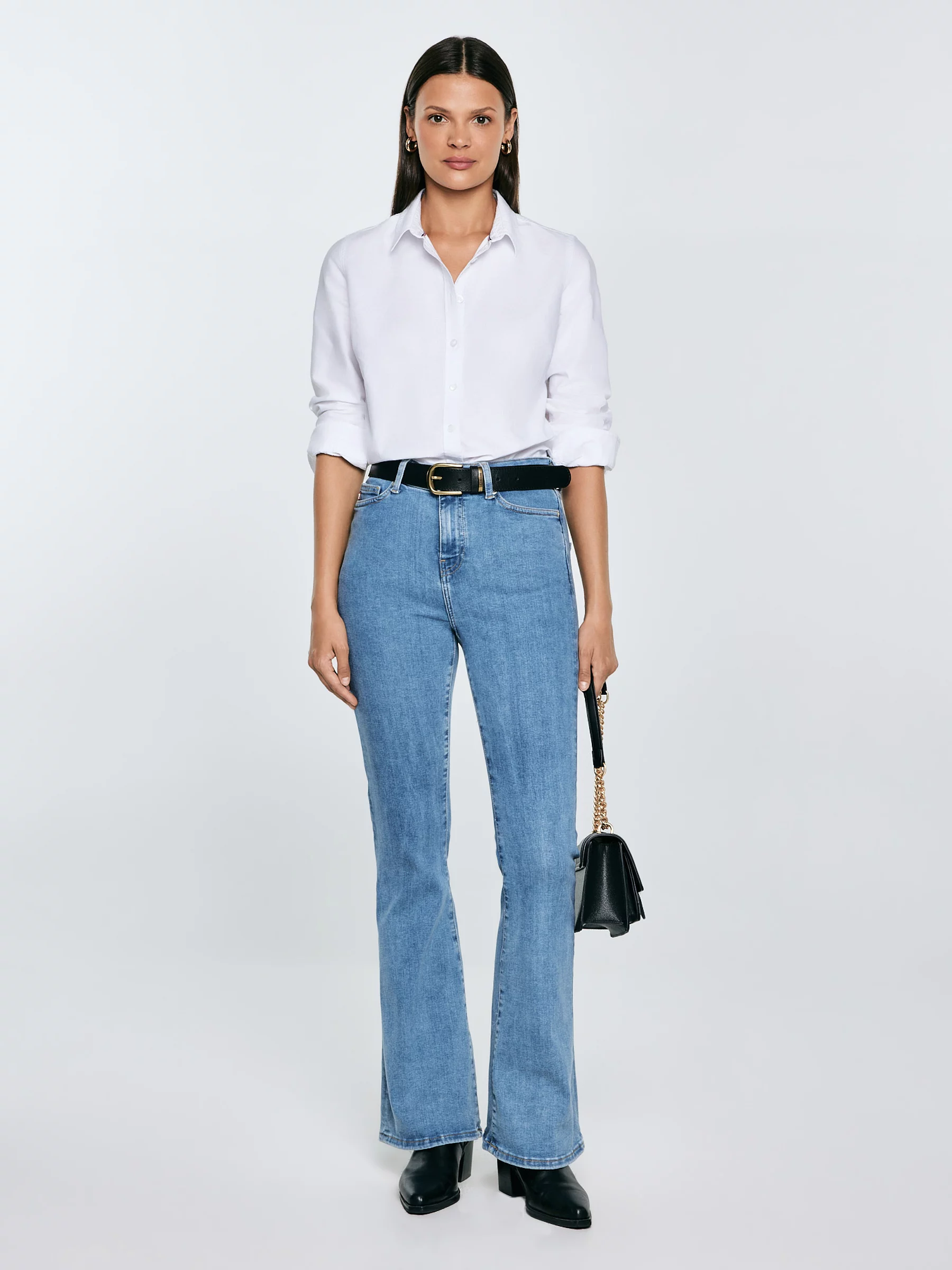 Jeansy damskie z rozszerzaną nogawką jasnoniebieskie Clara Flare 158