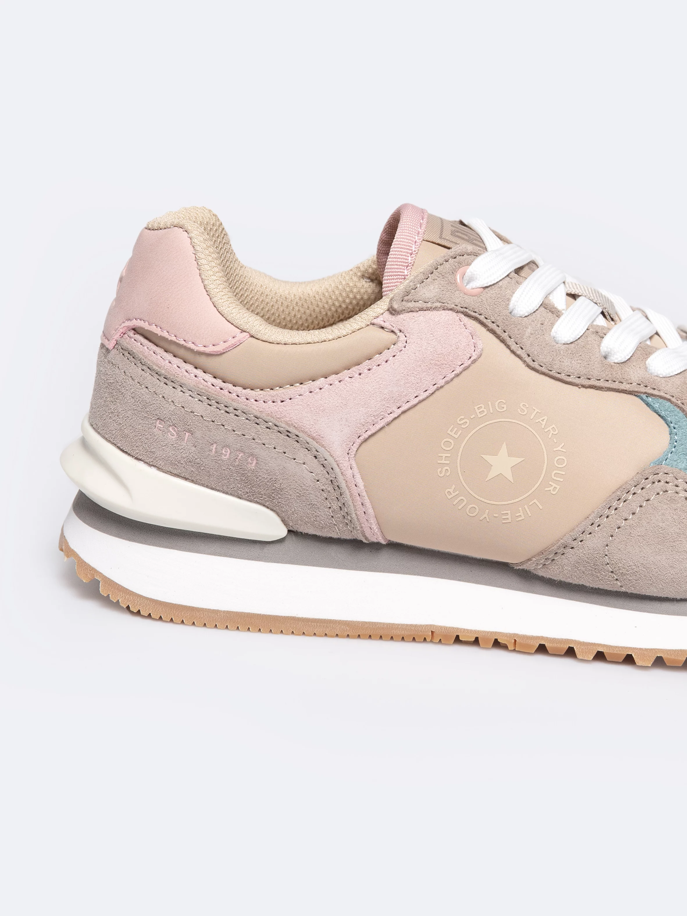 Sneakersy damskie z kolorowymi wstawkami beżowe RR274252 801