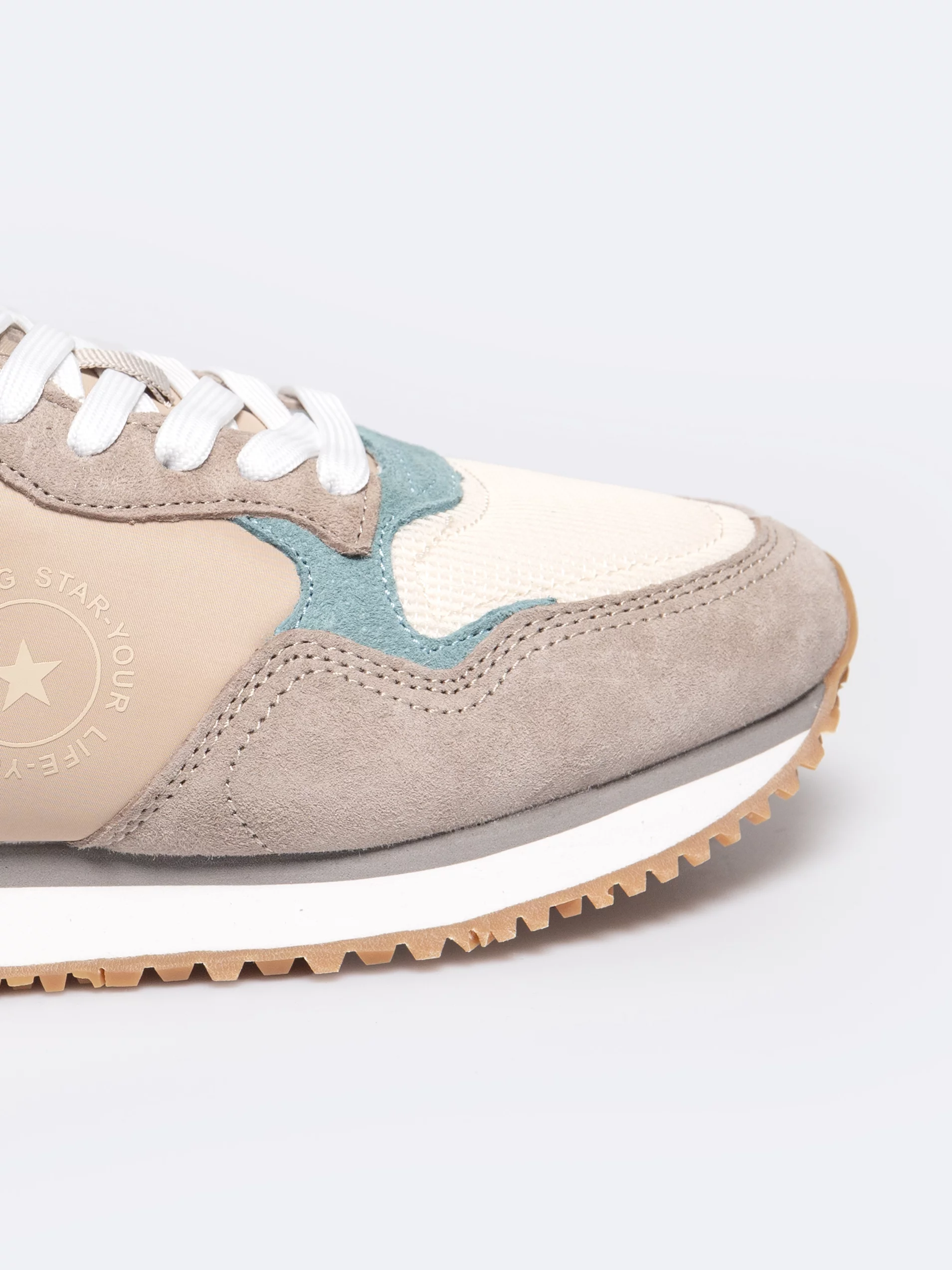 Sneakersy damskie z kolorowymi wstawkami beżowe RR274252 801