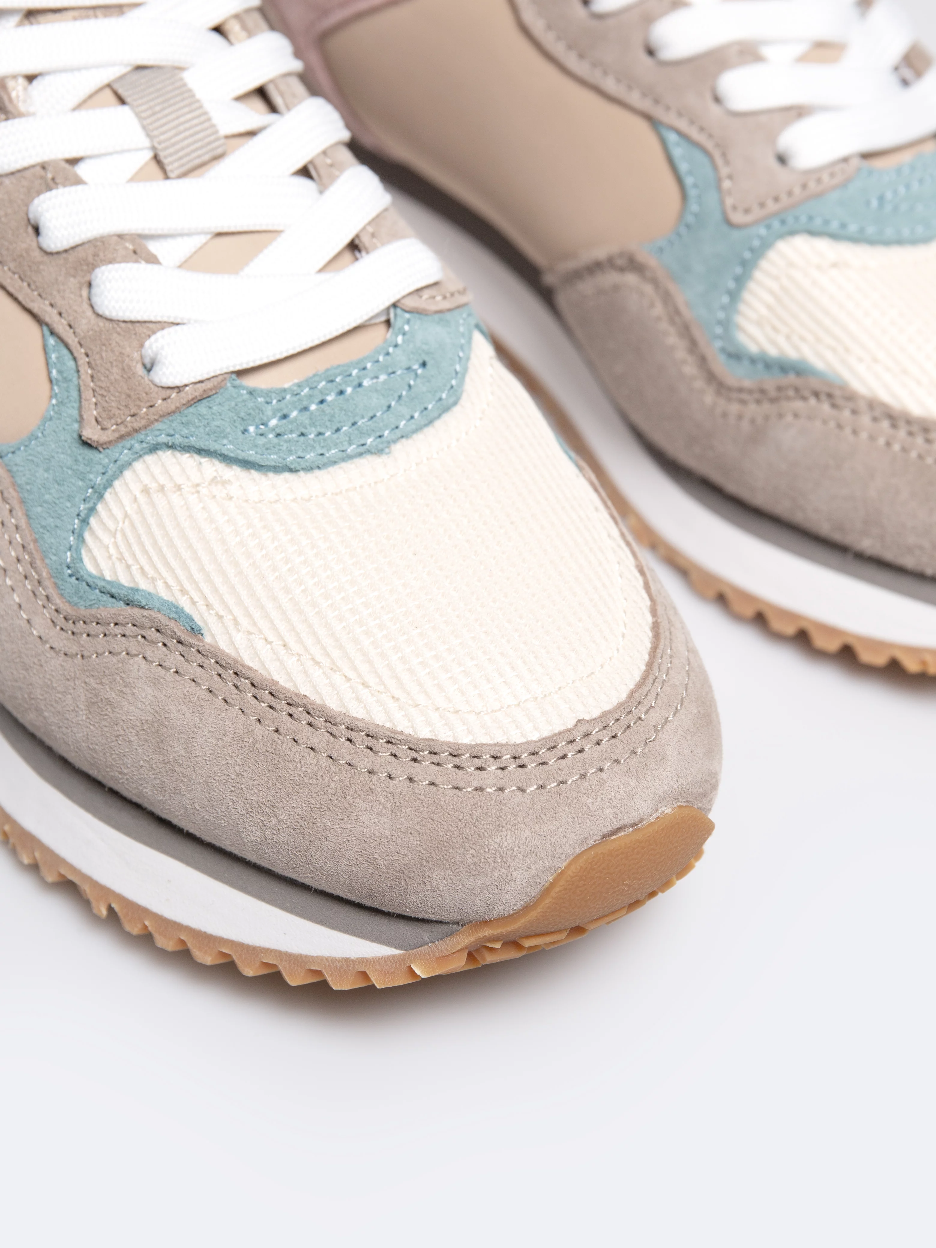 Sneakersy damskie z kolorowymi wstawkami beżowe RR274252 801