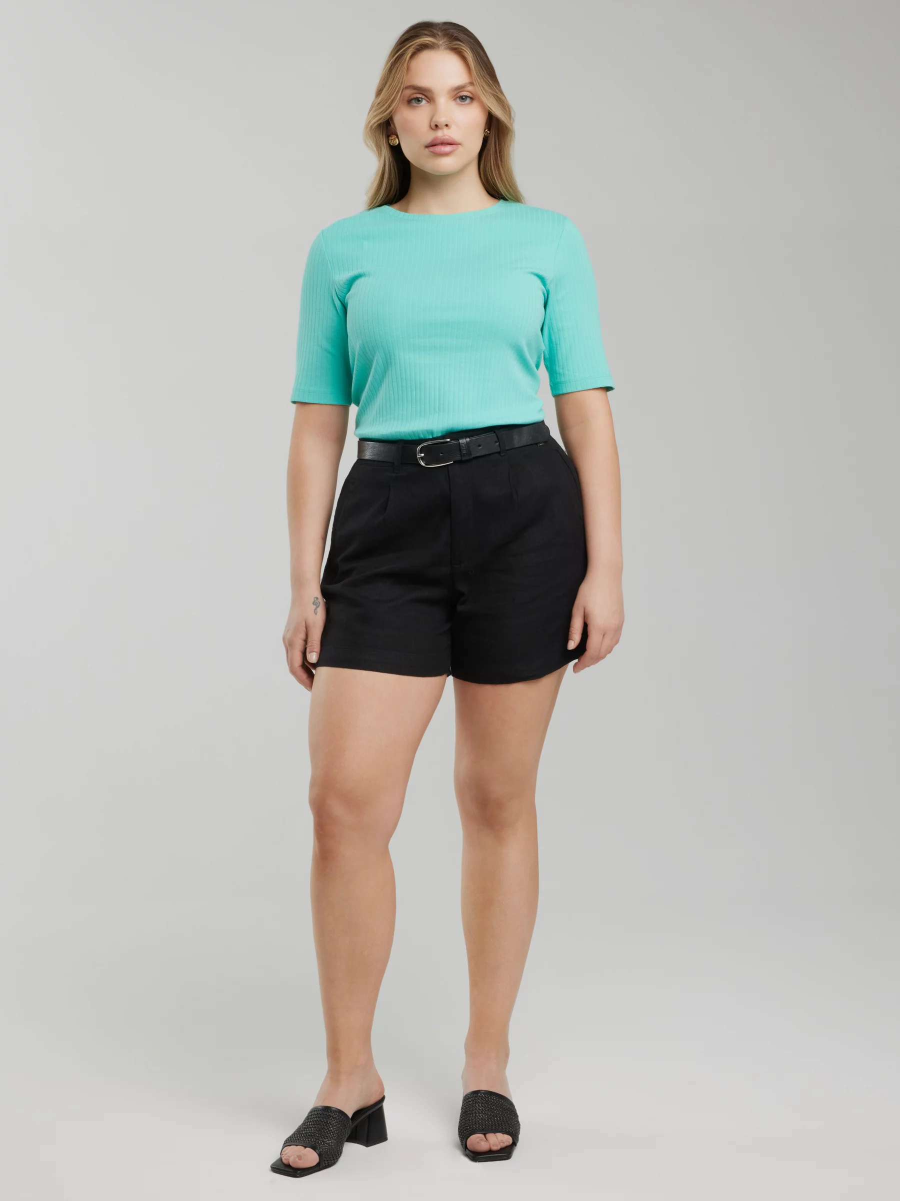 Koszulka damska w prążek turkusowa Alessa 302